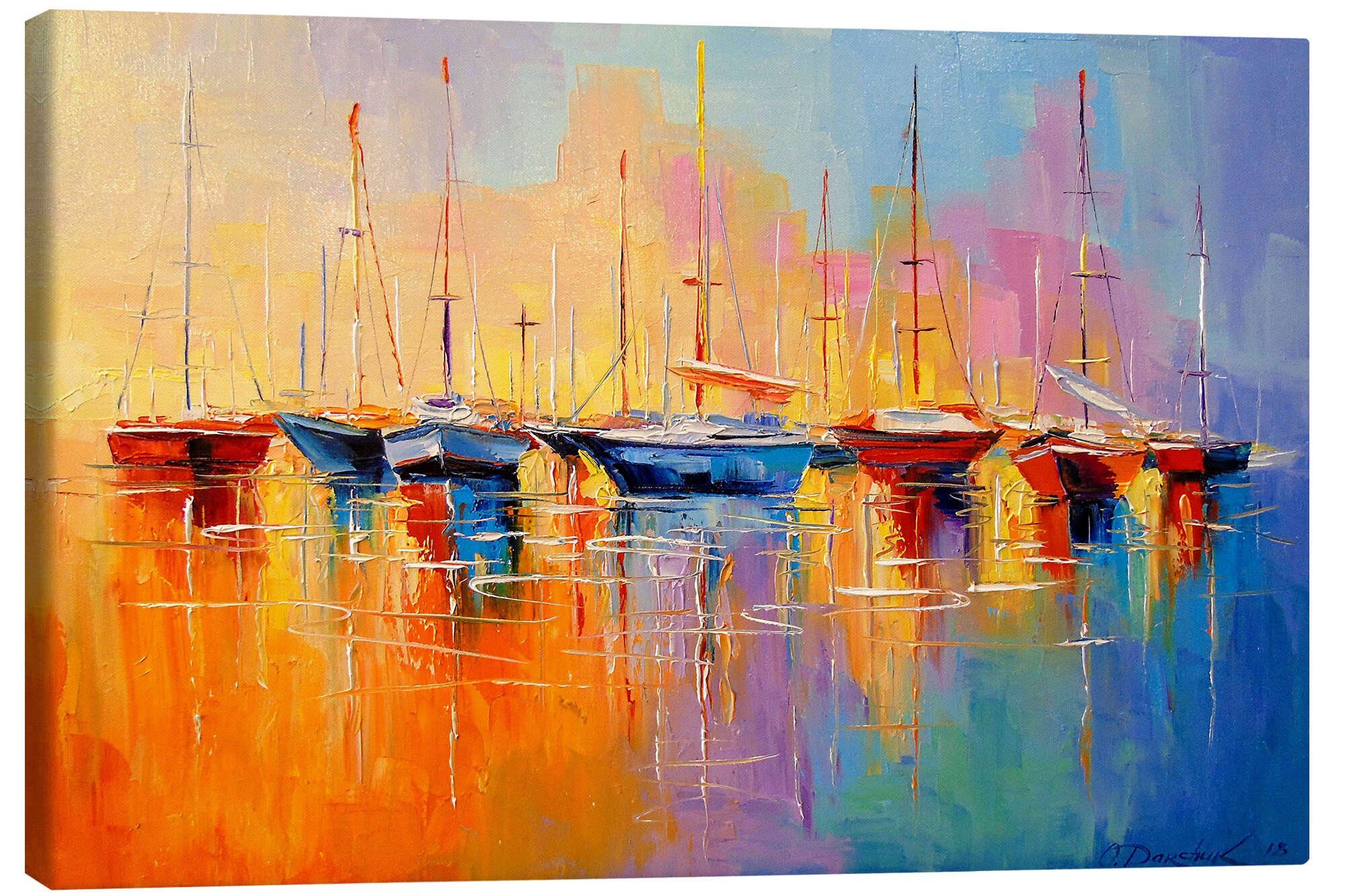 Posterlounge Leinwandbild Olha Darchuk, Boote, Wohnzimmer Maritim Malerei