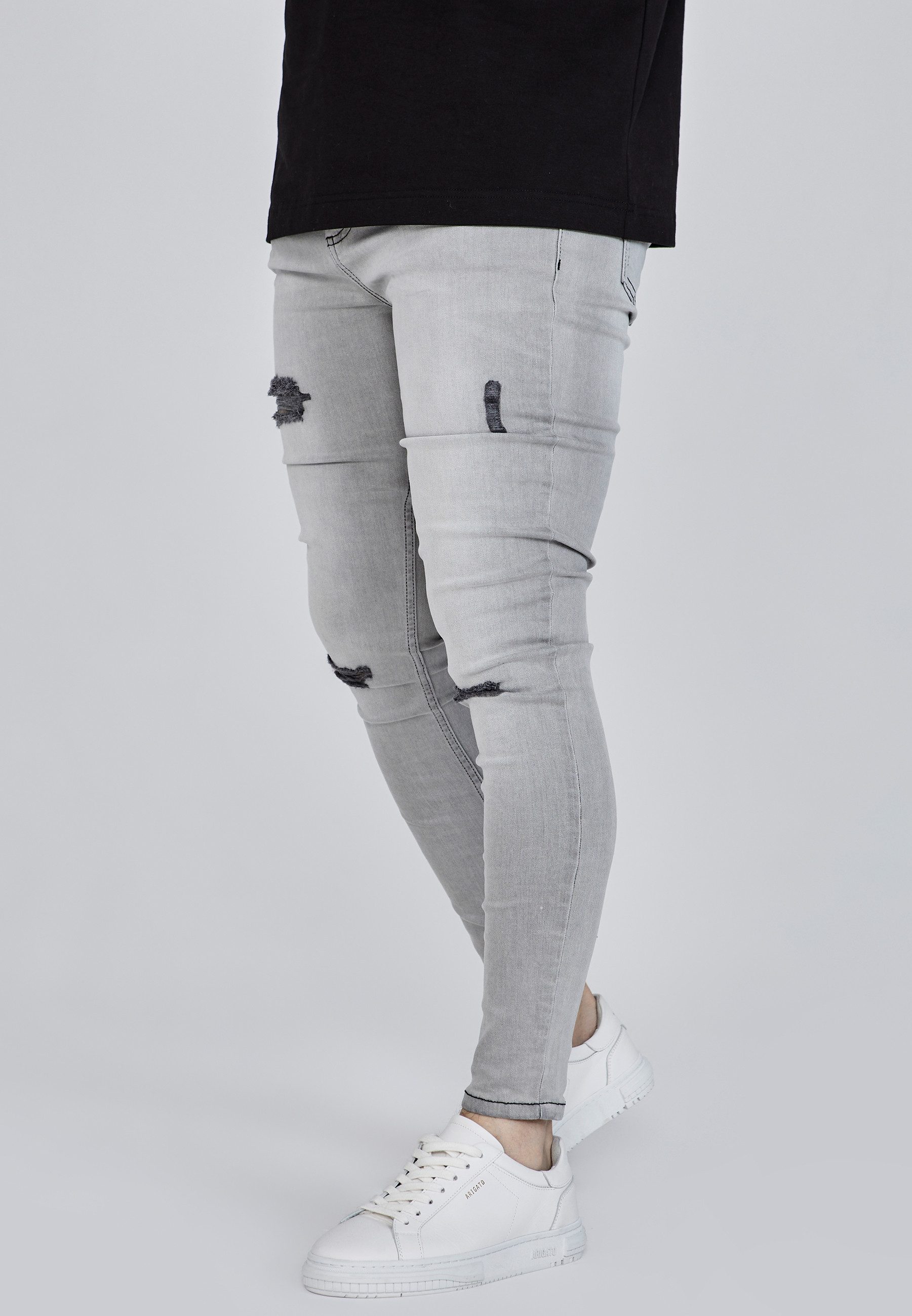 Siksilk Skinny-fit-Jeans SikSilk Herren Graue Distressed Skinny Jeans günstig online kaufen
