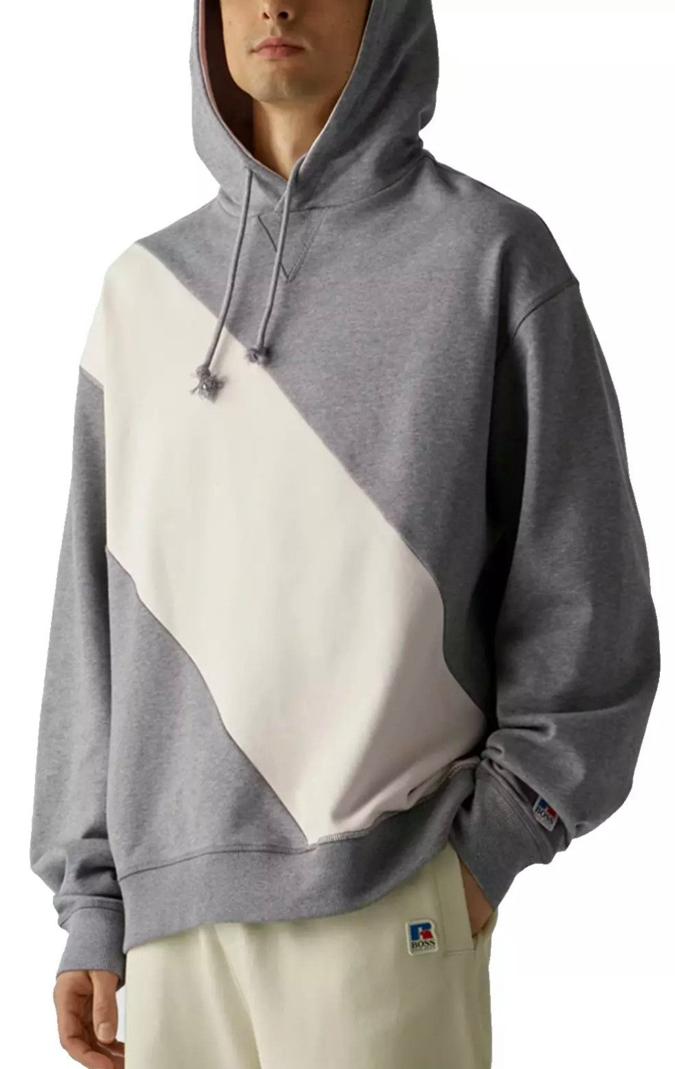 BOSS Kapuzensweatjacke X RUSSELL ATHLETIC Kollaboration Hoodie Weicher Baumwollstoff, verstellbare Kapuze mit Kordelzug