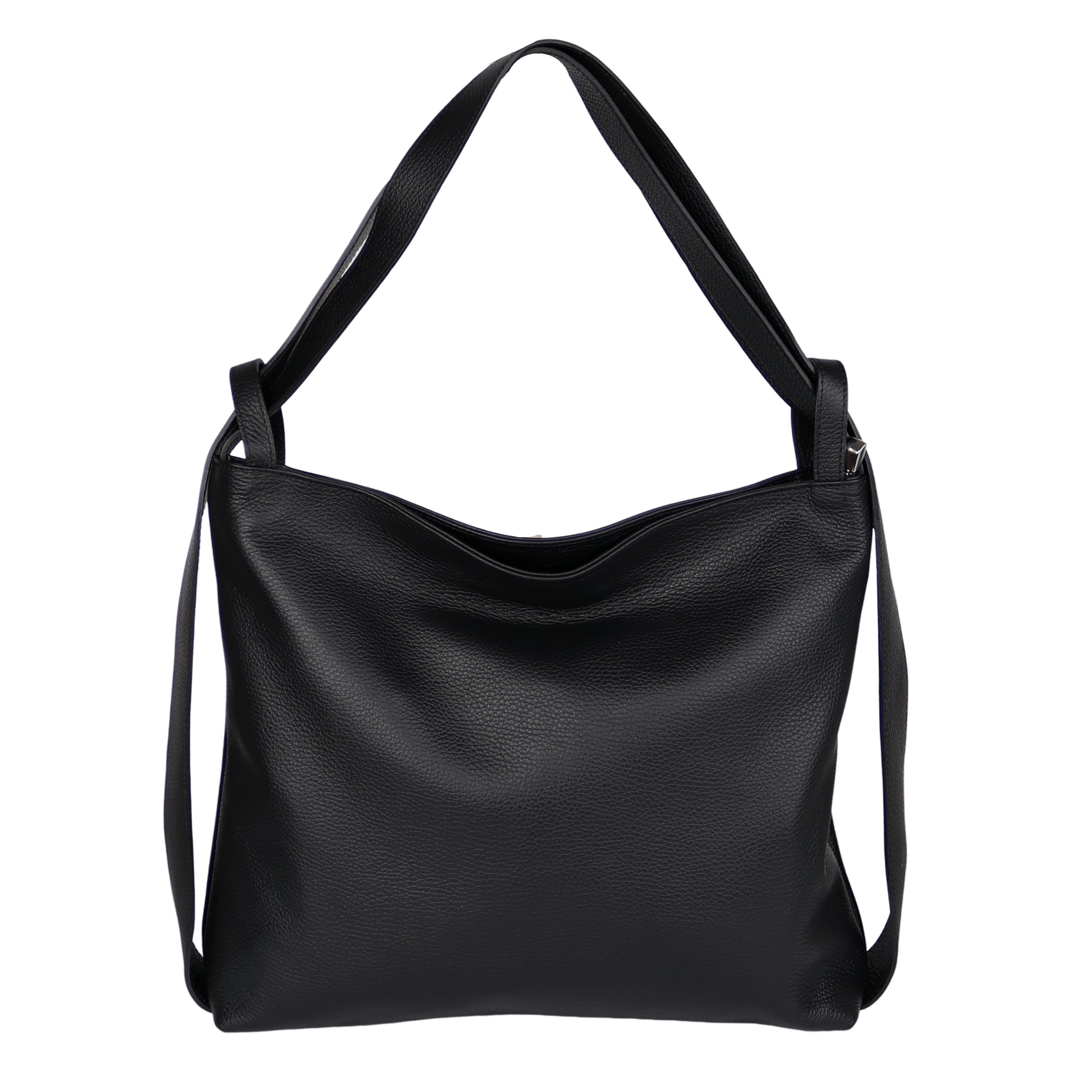 Beuteltasche aus Echtleder, Made in Italy, Shopper Tasche auch als Rucksack 2 in 1