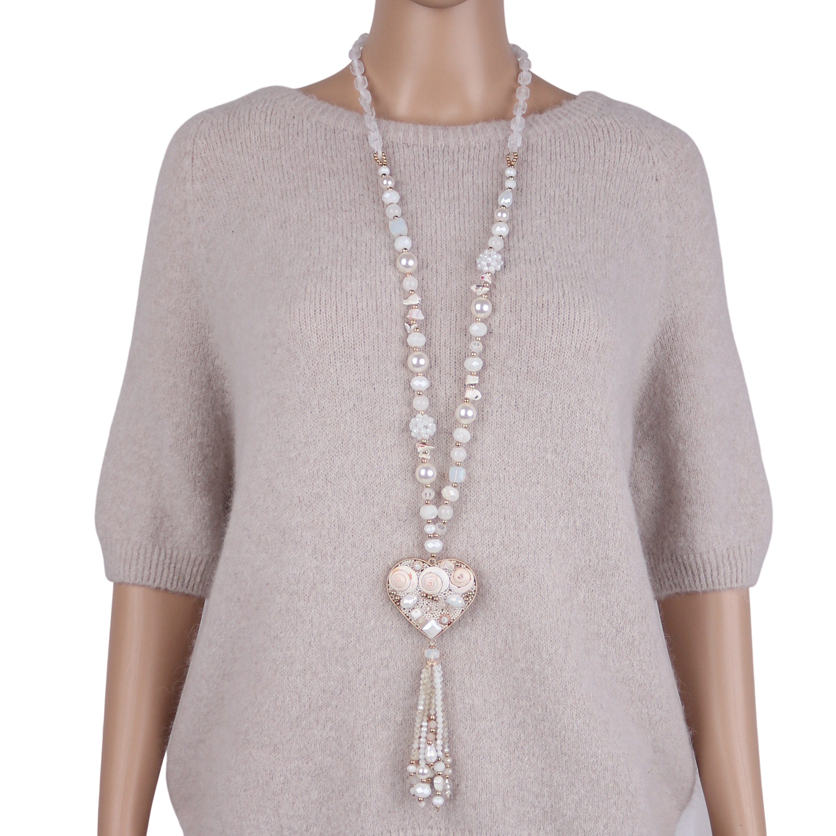 MIRROSI Lange Kette Damen Halskette mit elegantem Anhänger