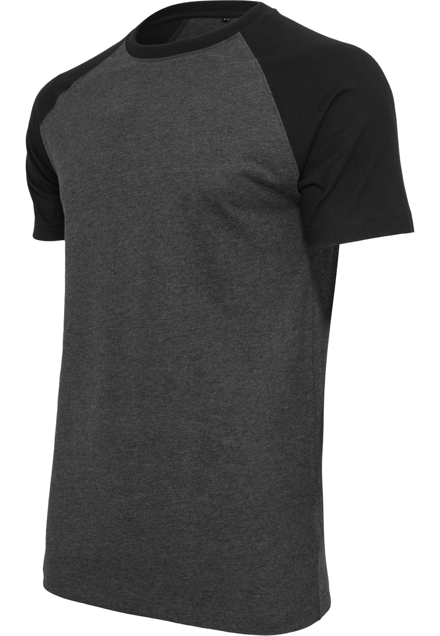 T-Shirt Rundhals-Ausch lässigen Fit Reslad Reslad Regular Raglan-Ärmel (1-tlg) mit Rundhalsshirt T-Shirt Herren Raglan-Ärmel anthrazit-schwarz