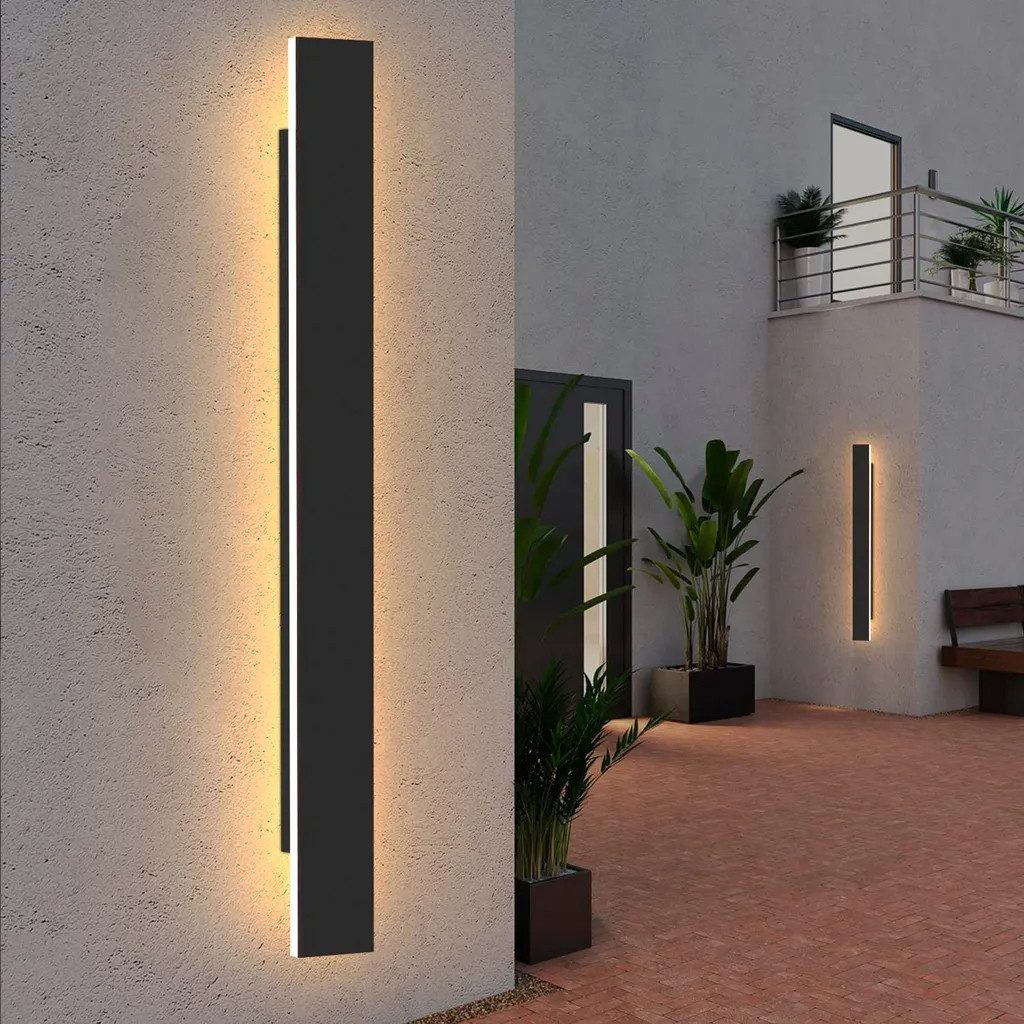 Nettlife LED Außen-Wandleuchte Schwarz 104cm Gärten Wandlampe Indirekte Treppenbeleuchtung, IP65 Wasserdicht, LED fest integriert, warmweiß, Badezimmer Treppenhaus Flur Wohnzimmer Balkone Terrassen