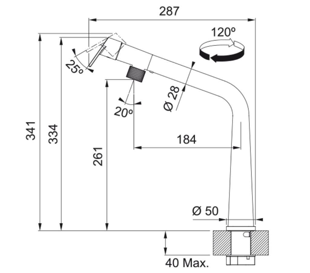 FRANKE Küchenarmatur Edelstahl Optik Hochdruck Schwenkauslauf 115.0625.186