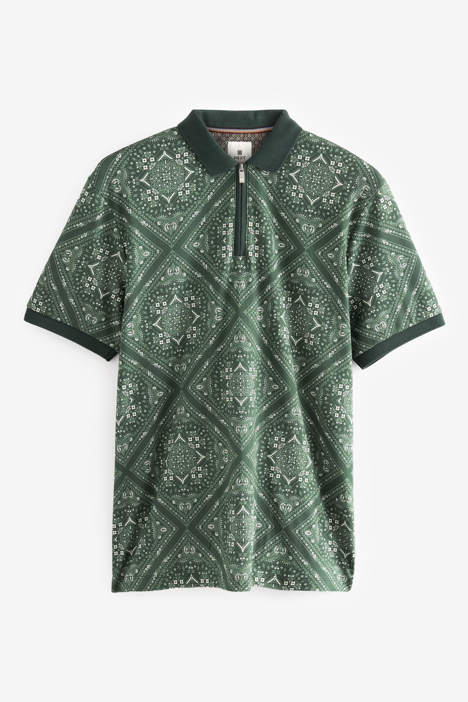 Next Poloshirt Polo-Shirt mit Geoprint (1-tlg) Green Tile