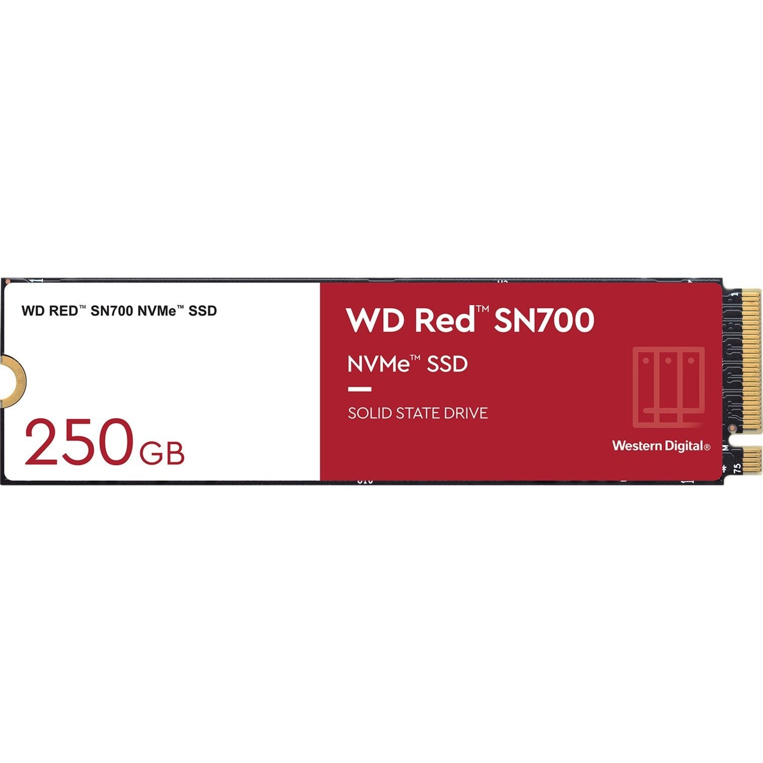 Western Digital SN700 NAS 250GB M.2 2280 NVMe SSD interne SSD (250 GB) M.2" 3100 MB/S Lesegeschwindigkeit, 1600 MB/S Schreibgeschwindigkeit, NAS-optimiert, PCIe Gen3 x4, NVMe, hohe TBW-Ausdauer
