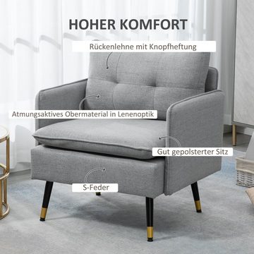 HOMCOM Sessel Einzelsessel Polstersessel, Akzentstuhl mit Leinenoptik (Akzentstuhl, 1-St., Einzelsofa), mit 4 Stahlbeine