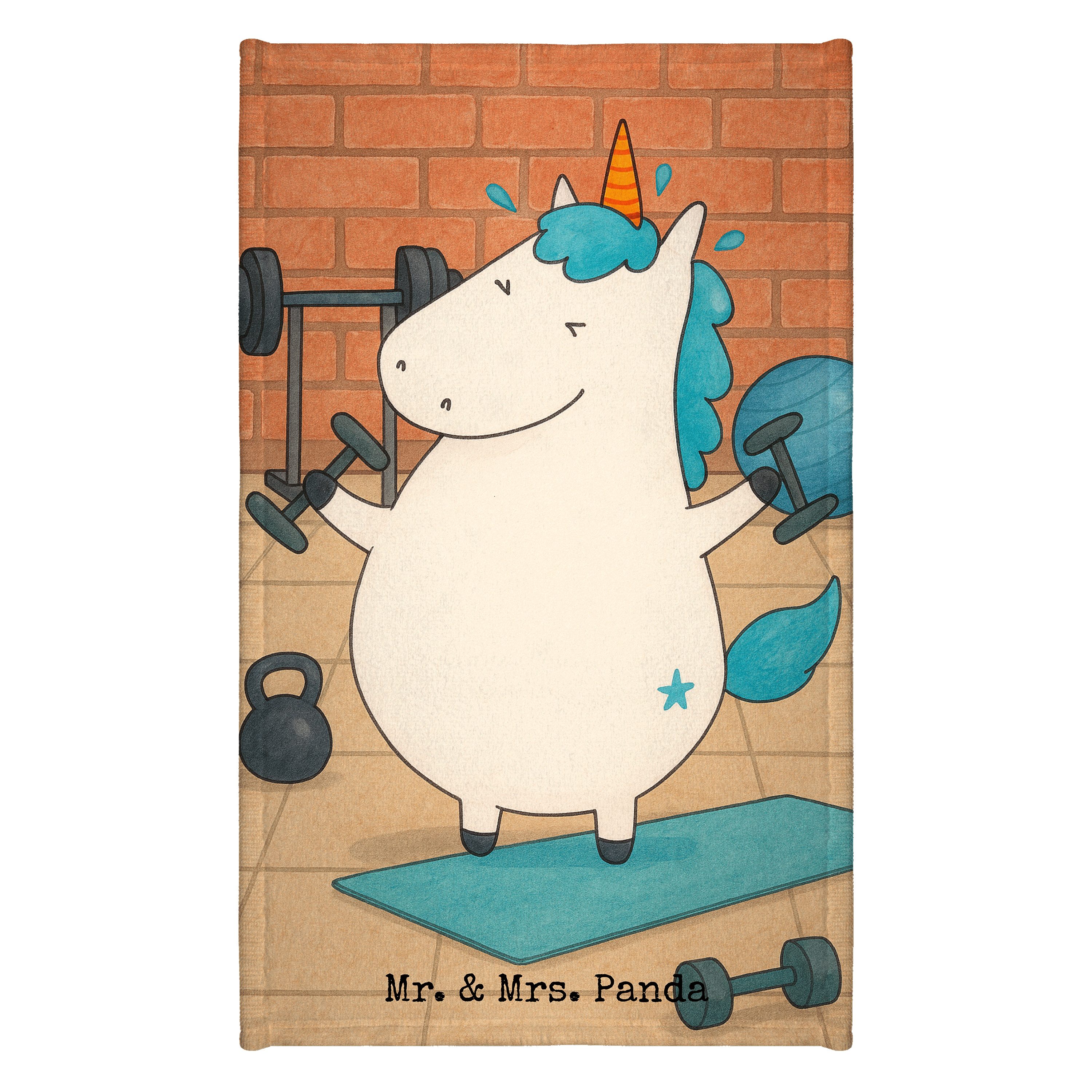 Mr. & Mrs. Panda Handtuch Einhorn Fitness Design, Handtuch, Weiß, Gym, Unicorn, Frotteehandtuch, Kunstfaser (Packung), handtuch baumwolle buntes Handtuch Baumwollhandtuch