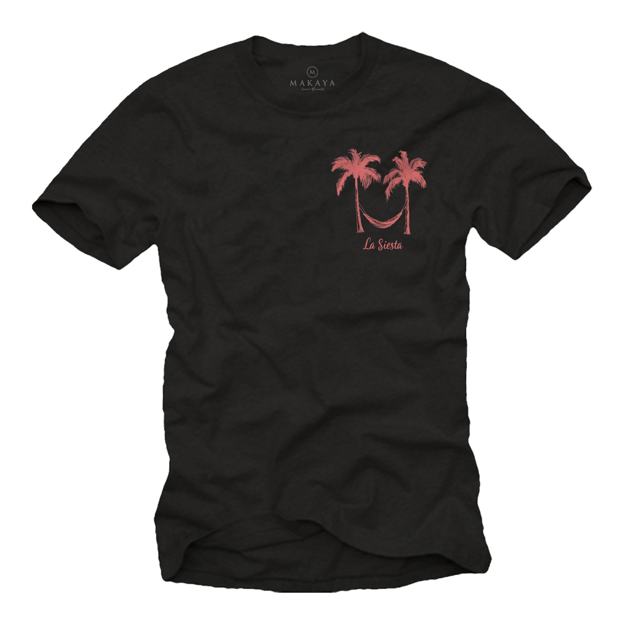 MAKAYA T-Shirt Herrenshirt für den Sommer mit Palmen Print für Urlaub und Strandtage (Schwarz, Blau, Grün, Weiß, Blaugrau, S, M, L, XL, XXL, XXXL, XXXXL, XXXXXL) Baumwolle