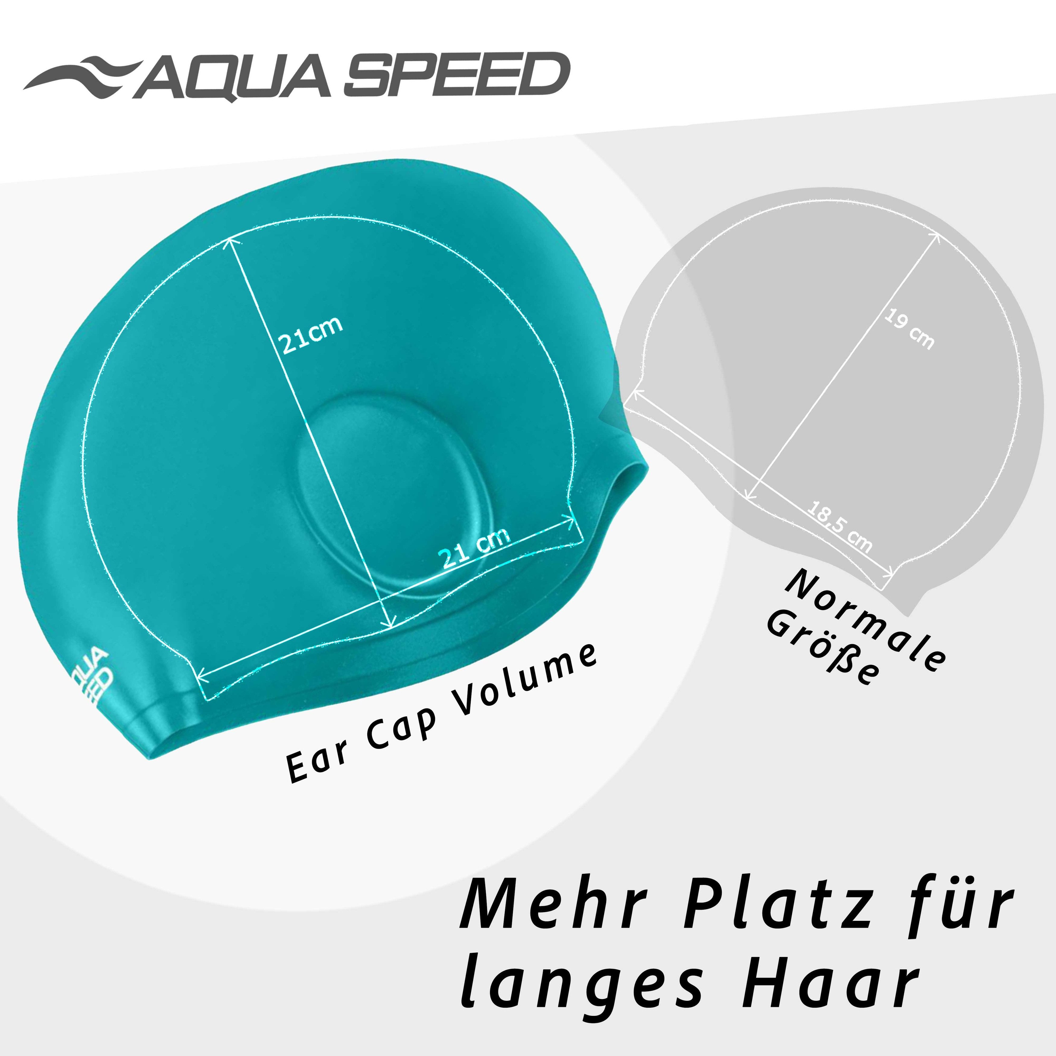 Aqua Speed Badekappe XL-Schwimmkappen für Langhaar: EAR CAP VOLUME & MONO Badehaube XL