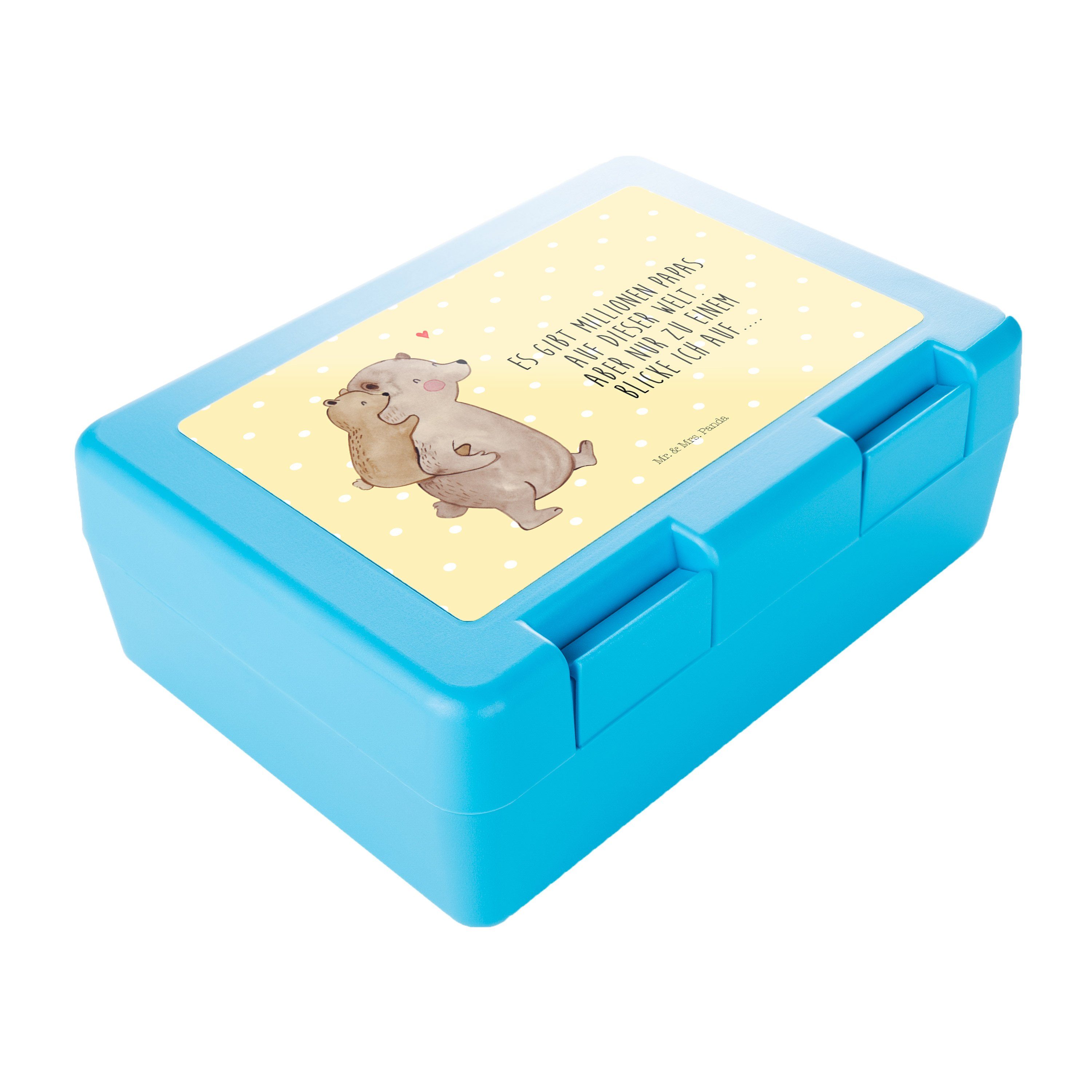 Brotzeitbox, - Butterdose Butterbrot, Pastell Kunststoff, Papa Panda Mrs. - & Mr. Vatertag, Gelb (1-tlg) Bär Premium Geschenk,