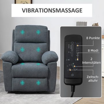 HOMCOM Massagesessel Relaxsessel TV-Sessel mit Liegefunktion Fernsehsessel aus Leinen (Ruhesessel, 1-St., Aufstehsessel), mit Fernbedienung