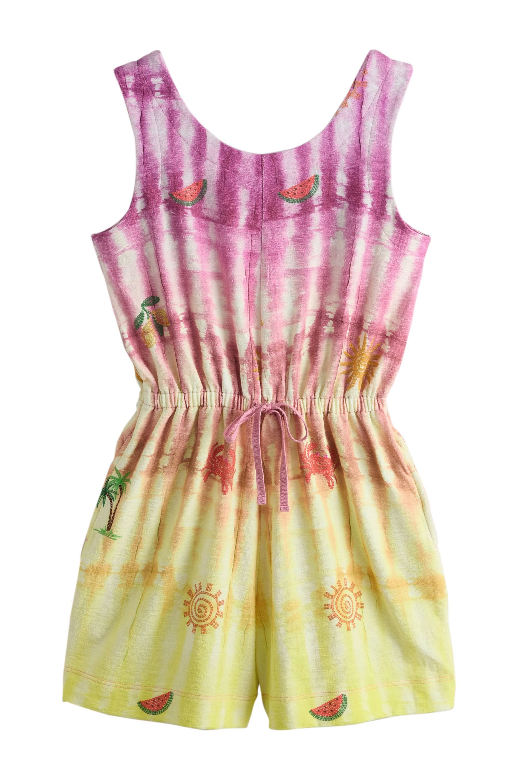 Playsuit Ärmelloser Playsuit aus Baumwolle mit Bindegürtel