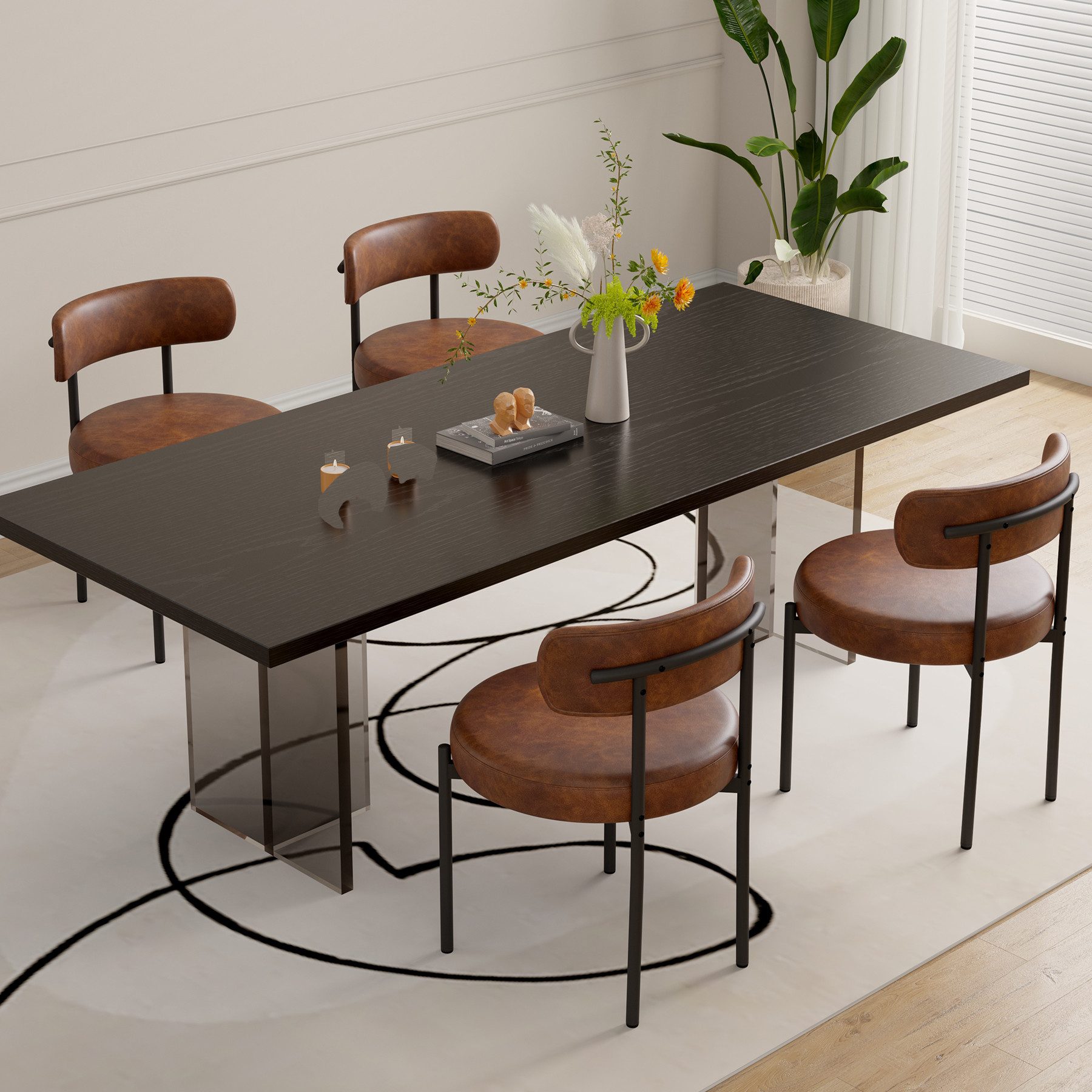 HawthyHome Esszimmerstuhl Runder Polsterstuhl mit Metallgestell, Wohnzimmerstuhl, Küchenstuhl (4 St), 4er Set