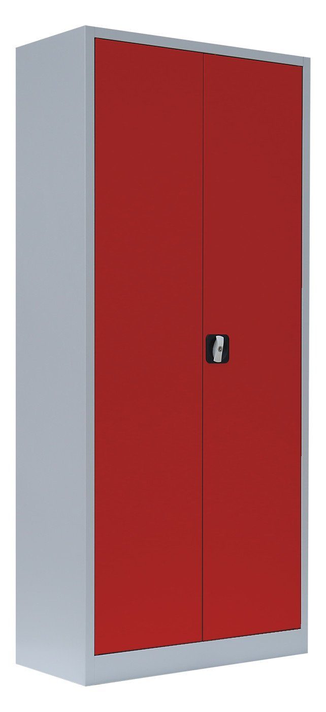 Steelboxx Mehrzweckschrank Lüllmann® Flügeltürenschrank, 4,5 OH, 1800 x 800 x 383 mm (1-St) Komplett montiert und verschweißt, keine Montage erforderlich Grau/Rot | grau