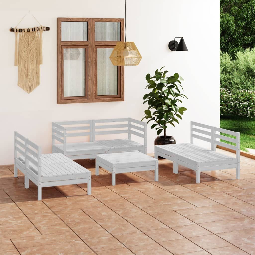 furnicato Gartenlounge-Set Garten-Lounge-Set Massivholz 63,5x63,5x62,5 cm Weiß, (1-tlg), Modulares Gartenset mit flexibler Konfiguration für deine Terrasse
