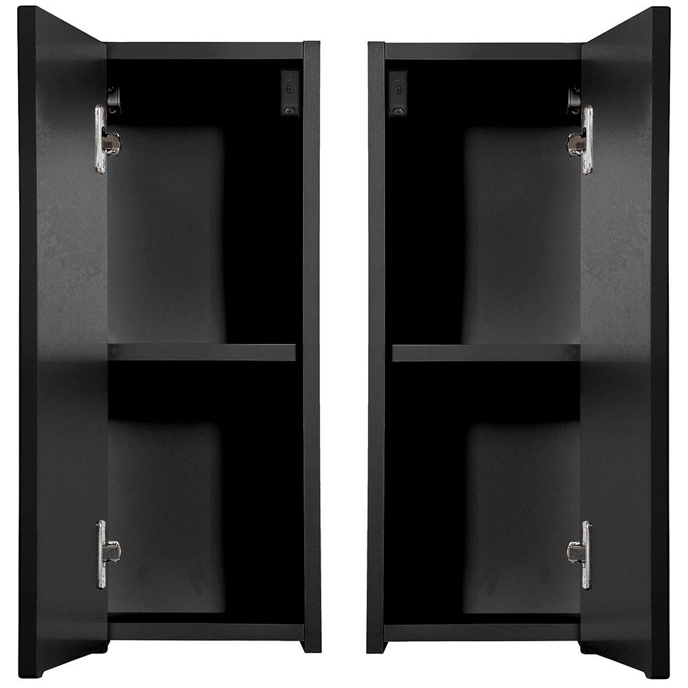 Lomadox Hängeschrank NEWPORT-56-BLACK 20cm Badschrank 1-trg schwarz gerillte Front grifflos