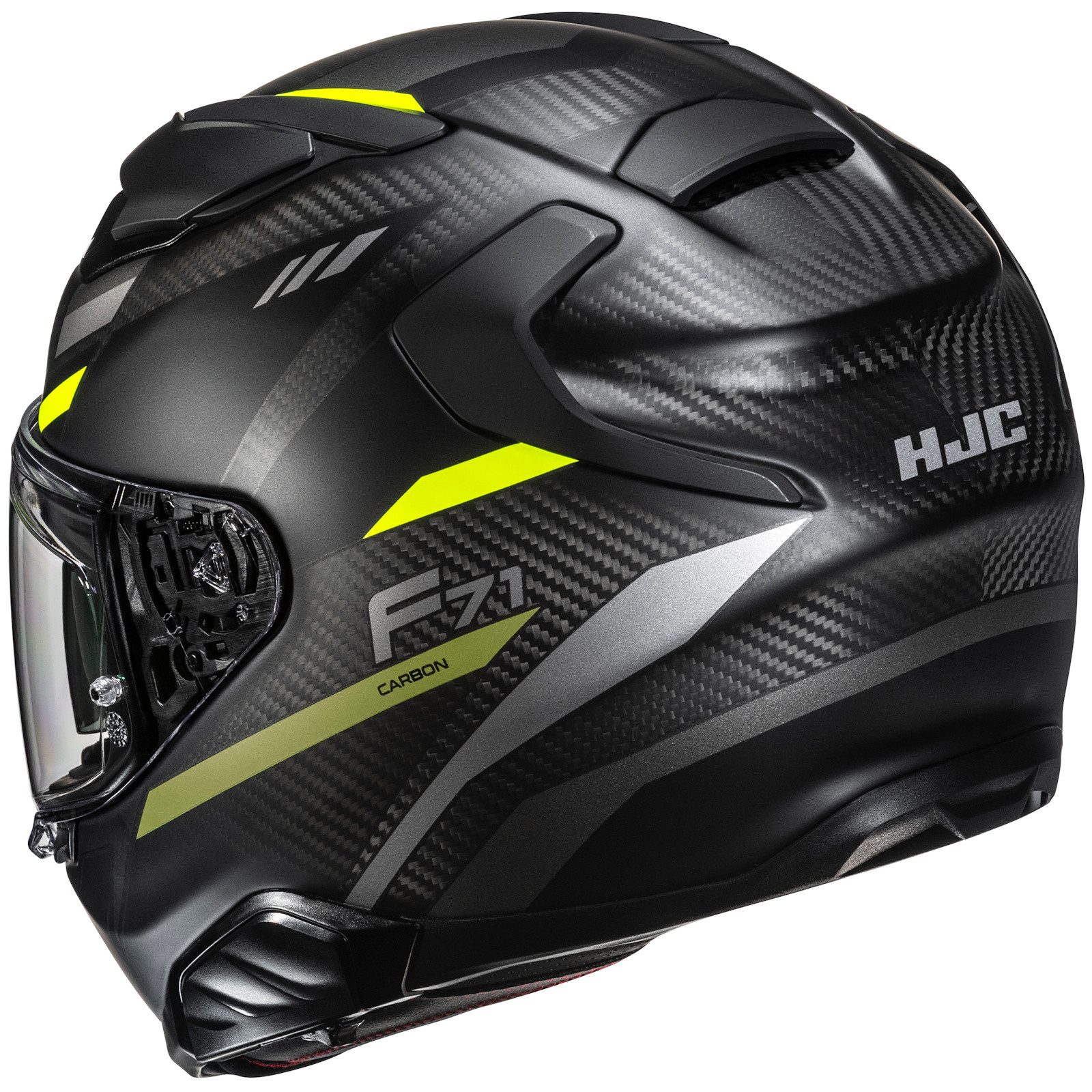 HJC Motorradhelm HJC F71 Carbon Esira MC3HSF Integralhelm Schwarz / Gelb XL (1er Set)