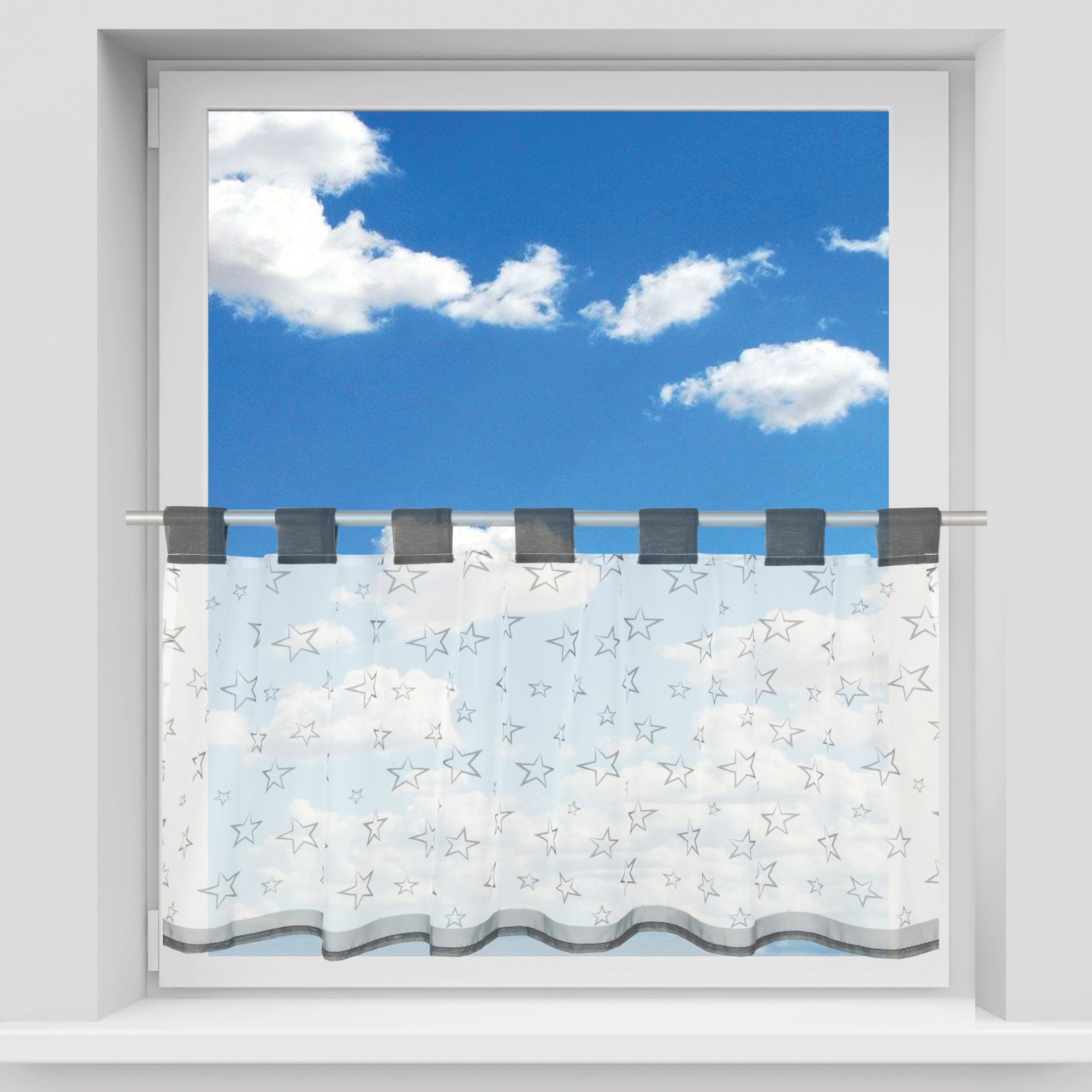 Arsvita Scheibengardine Angie, Stangendurchzug, transparent, Voile, Bistrogardine mit Schlaufen - Transparente Küchengardine