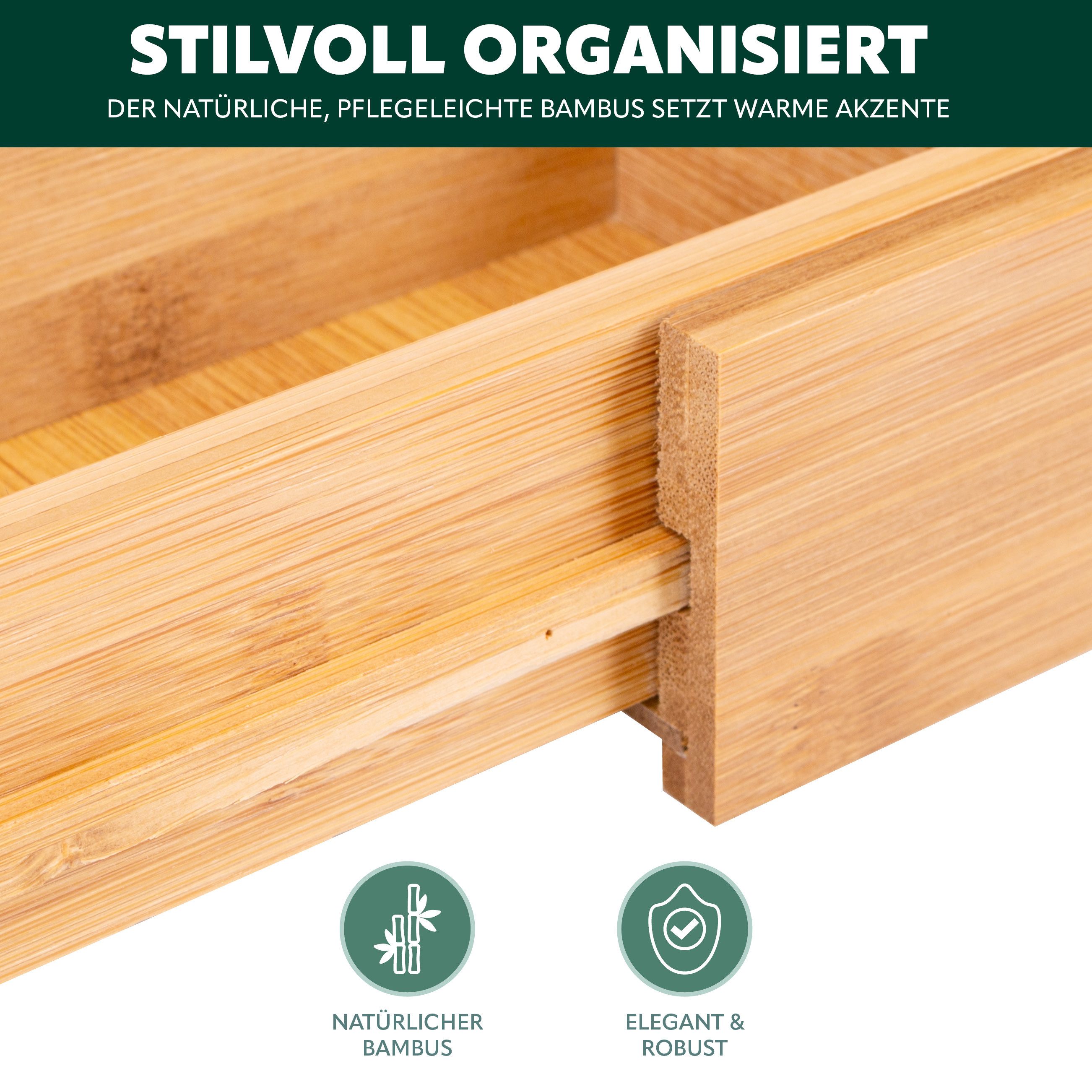 bremermann Besteckkasten Besteckkasten ausziehbar // Bambus // ca. 33,7 - 50 x 44,7 cm (1 St), Breite flexibel einstellbar – Bild 5 von 5