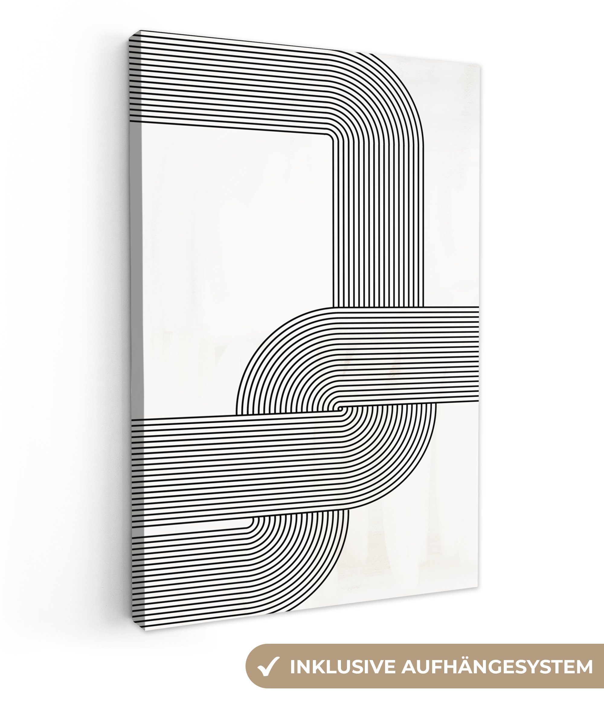 OneMillionCanvasses® Leinwandbild Kunst - Minimalismus - Schwarz - Weiß, (1 St), Leinwandbild fertig bespannt inkl. Zackenaufhänger, Gemälde, 20x30 cm