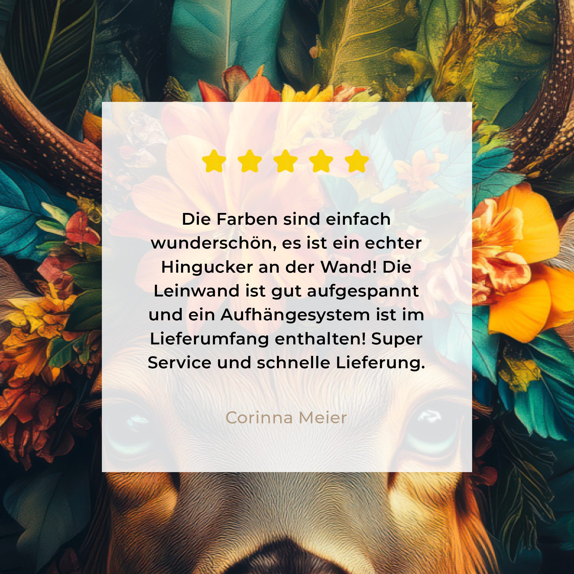 OneMillionCanvasses® Leinwandbild Hirsch - Blumen - Natur - Botanisch - Tier, Fotodruck (1 St), Leinwand Canvas Wandbild, Wanddekoration 20x30 cm – Bild 5 von 5