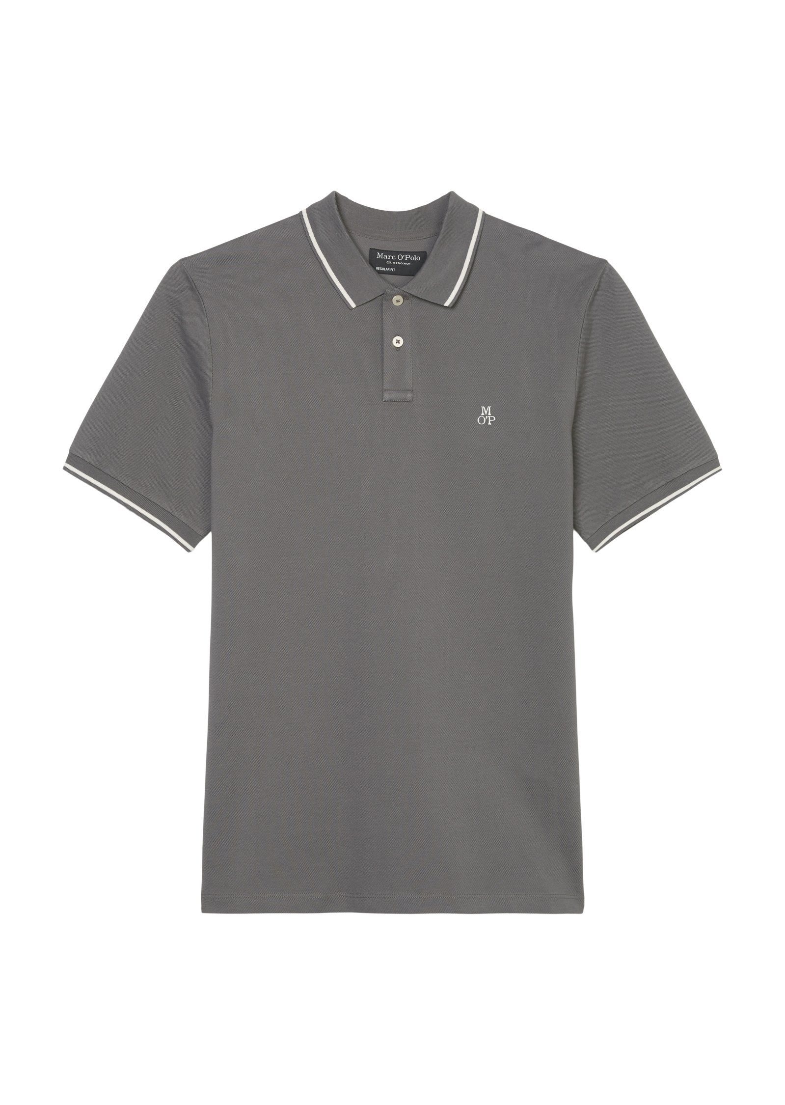 Marc O'Polo Poloshirt Polo shirt, chest sky Logostickerei at sleeve, moonless side, short mit embroidery slits on