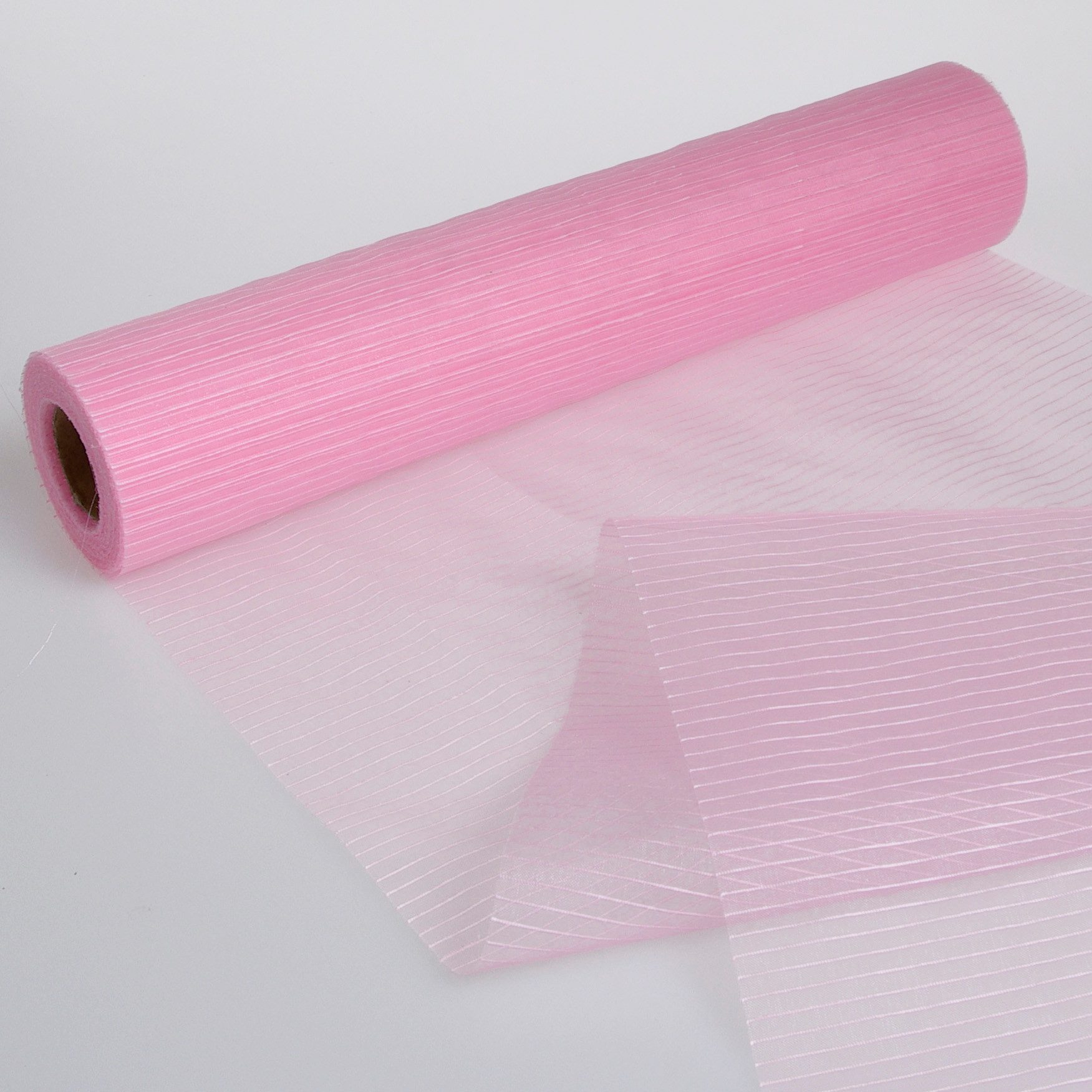 Tischläufer Tischläufer Organza mit Web-Streifen - rosa - 280mm 15m 70 280 014
