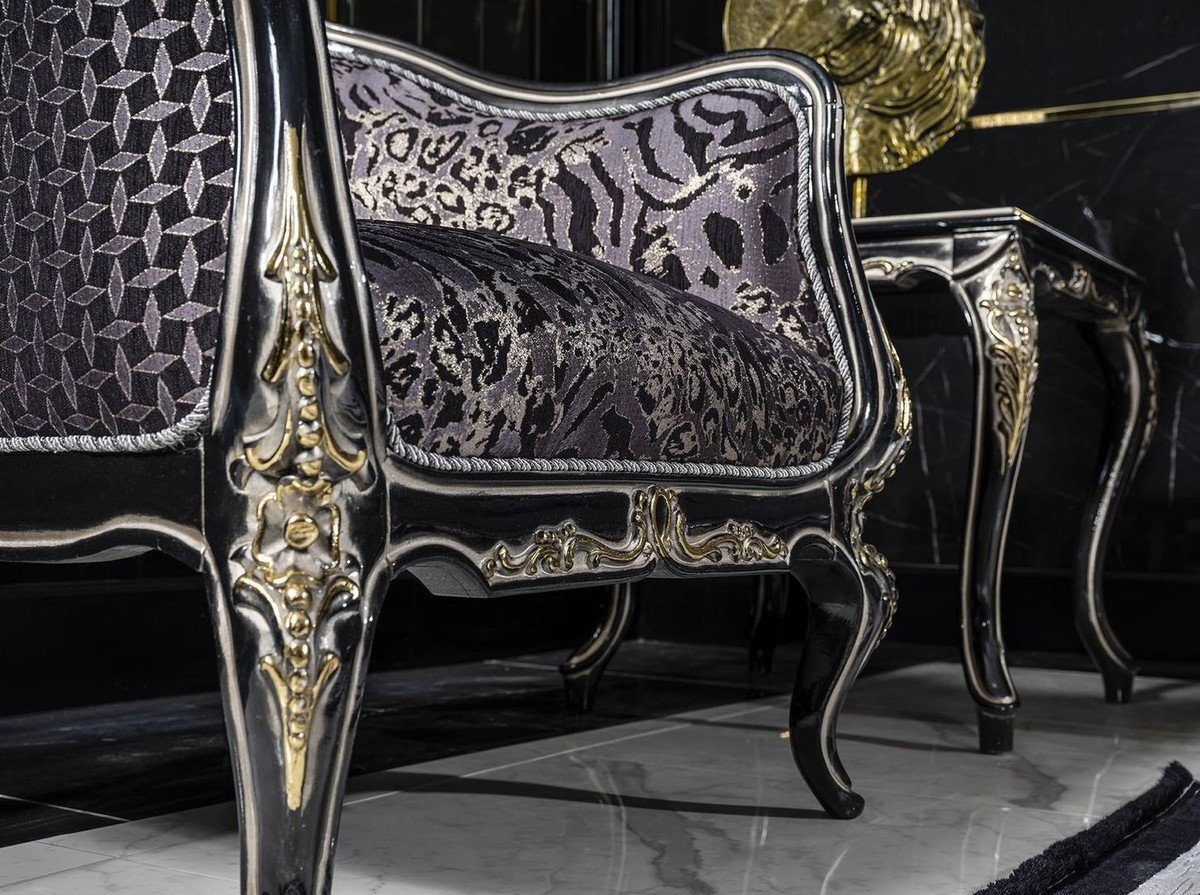 Barock im Casa Barockstil Möbel Luxus - Padrino Tisch Gold & Handgefertigter - - Schwarz Prunkvoll Edel Beistelltisch Barock / Beistelltisch