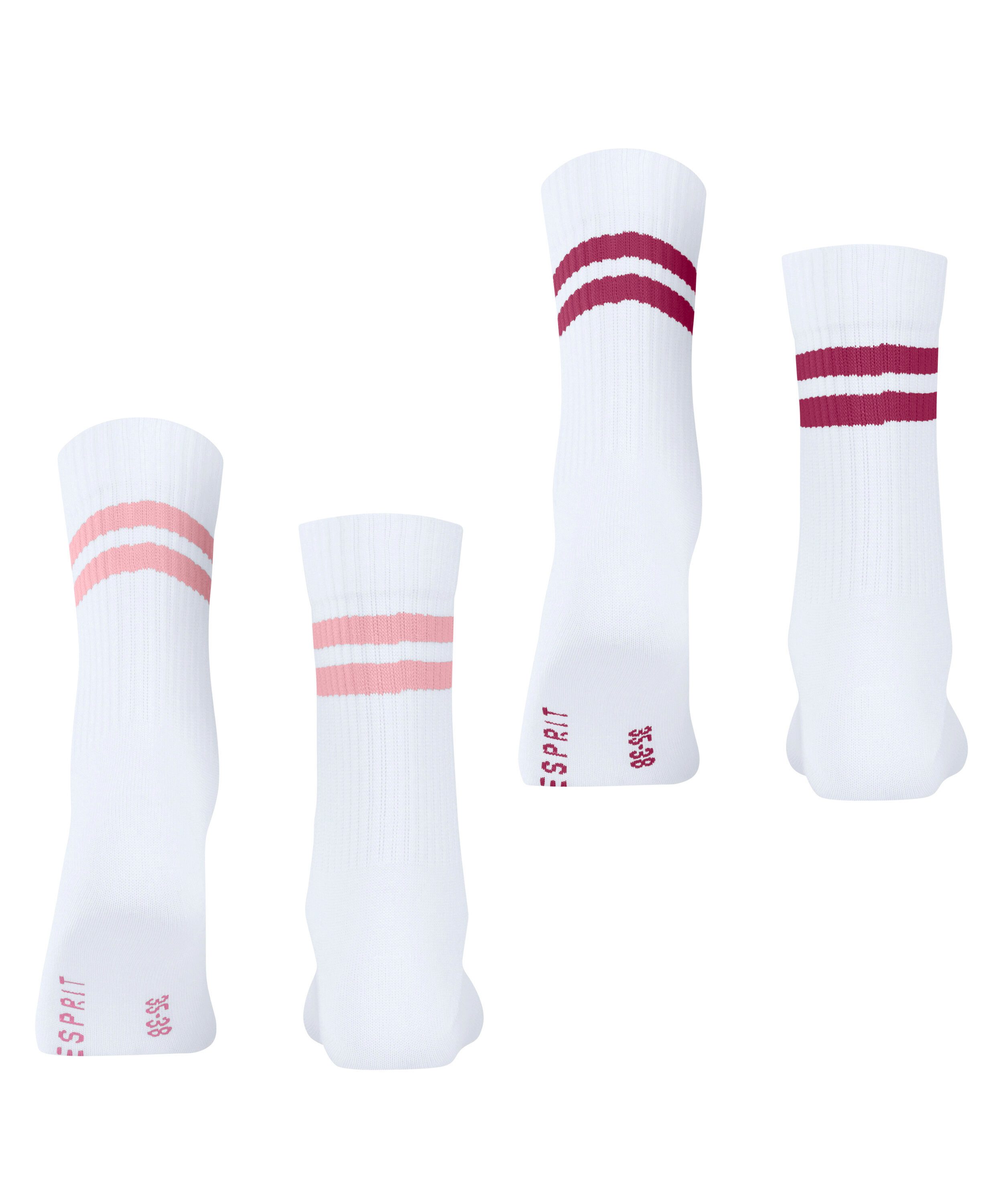 Esprit Tennissocken Tennis Stripe (2 Paar) mit Kontraststreifen, sportliches Design, perfekte Passform