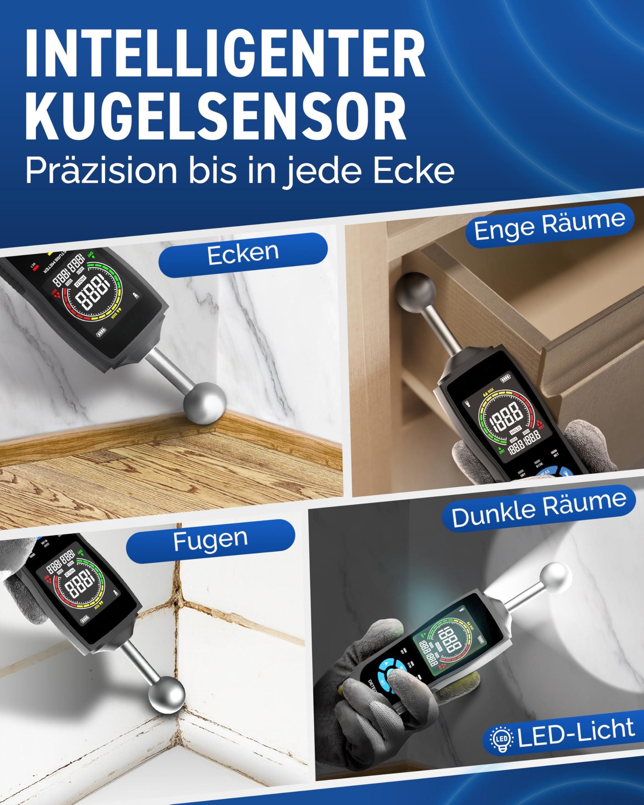 Kityhome Feuchtigkeitsmesser DetectX Feuchtemesser für Wände, Holz & Mauerwerk - zuverlässig, (Packung, 4-St., Präzise und empfindlich), Enthält Batterie, Aufbe – Bild 4 von 5