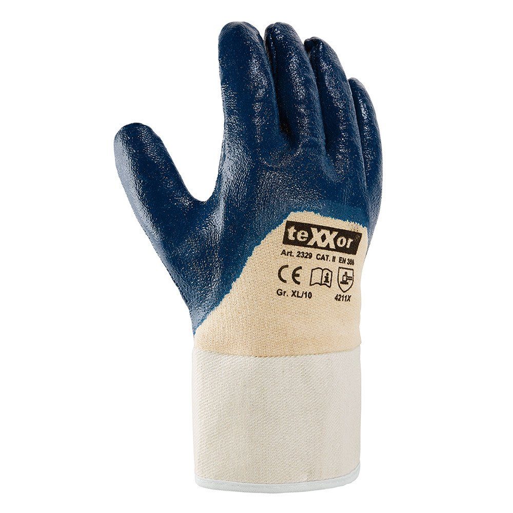 teXXor Arbeitshandschuhe texxor Nitrilhandschuhe Stulpe (12-St) EN 388:2016