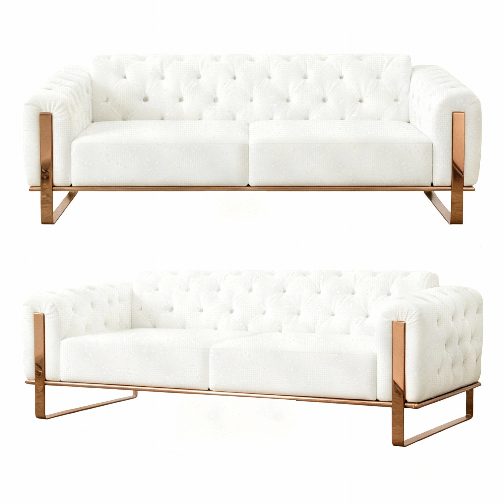 Palms-Store Sofa Liva in 4 Stoff- und 3 Fußfarben kombinierbar mit Knopfheftung, Spar-Set, 3-Sitzer mit Schlaffunktion