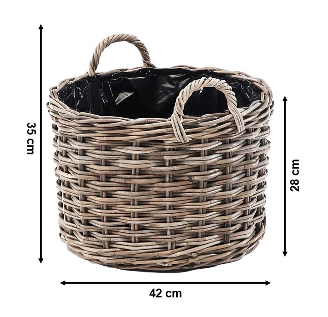 Kobolo Pflanzkübel Pflanzkorb ZELENA Rattan mit Folie ausgeschlagen (1 Stück)