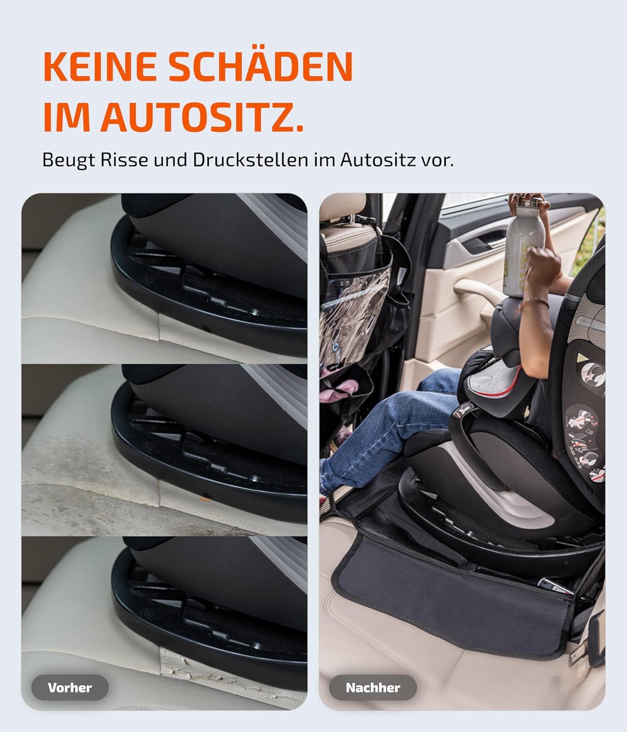 LIONSTRONG Kindersitzunterlage Premium, Autositzschoner [ISOFIX GEEIGNET], wasserabweisender Polyester Stoff, Sitzschutz Sitzschoner Auto Kindersitz - universell kompatibel