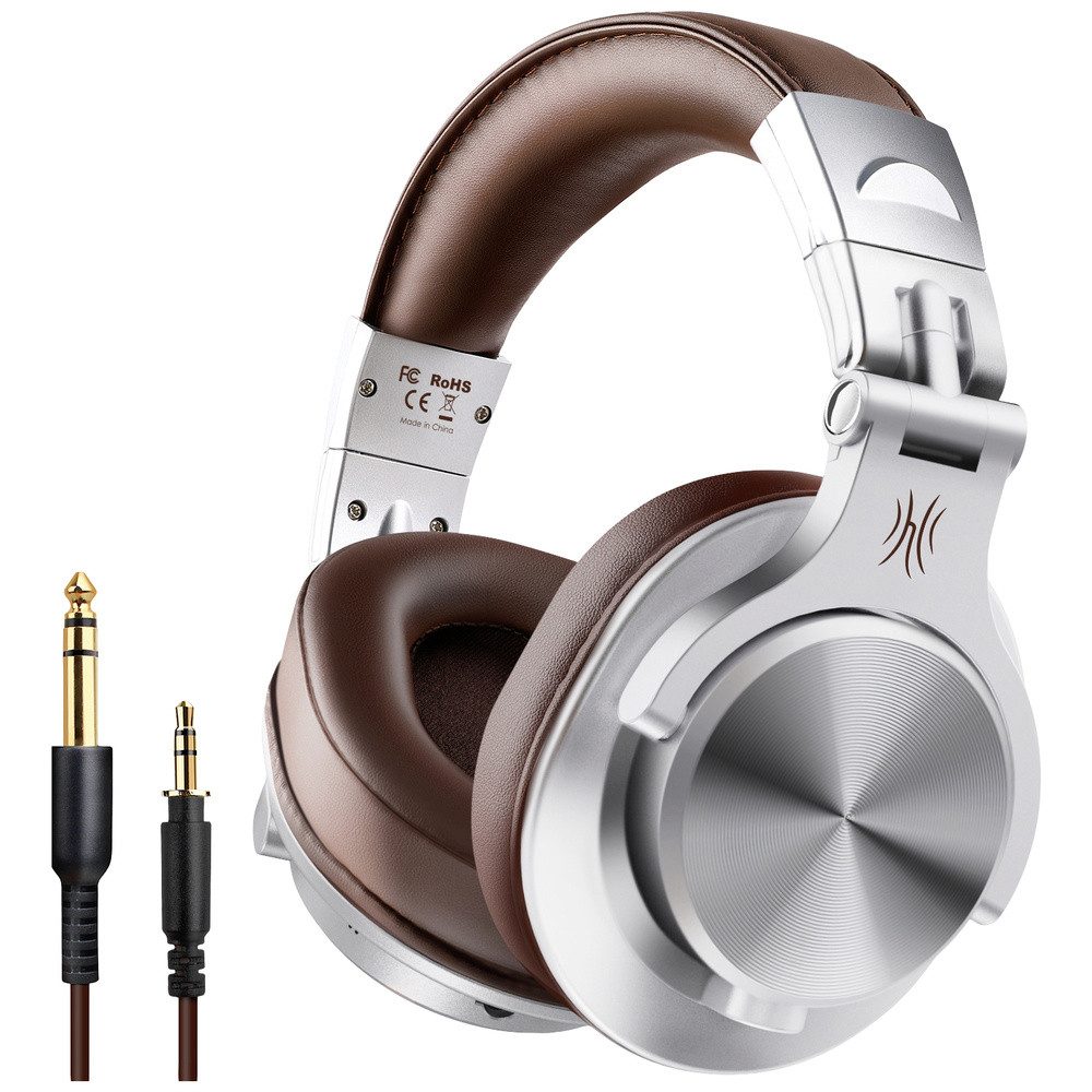 OneOdio Fusion A70 DJ Over Ear Headset Bluetooth® Stereo Silber, Brau Kopfhörer