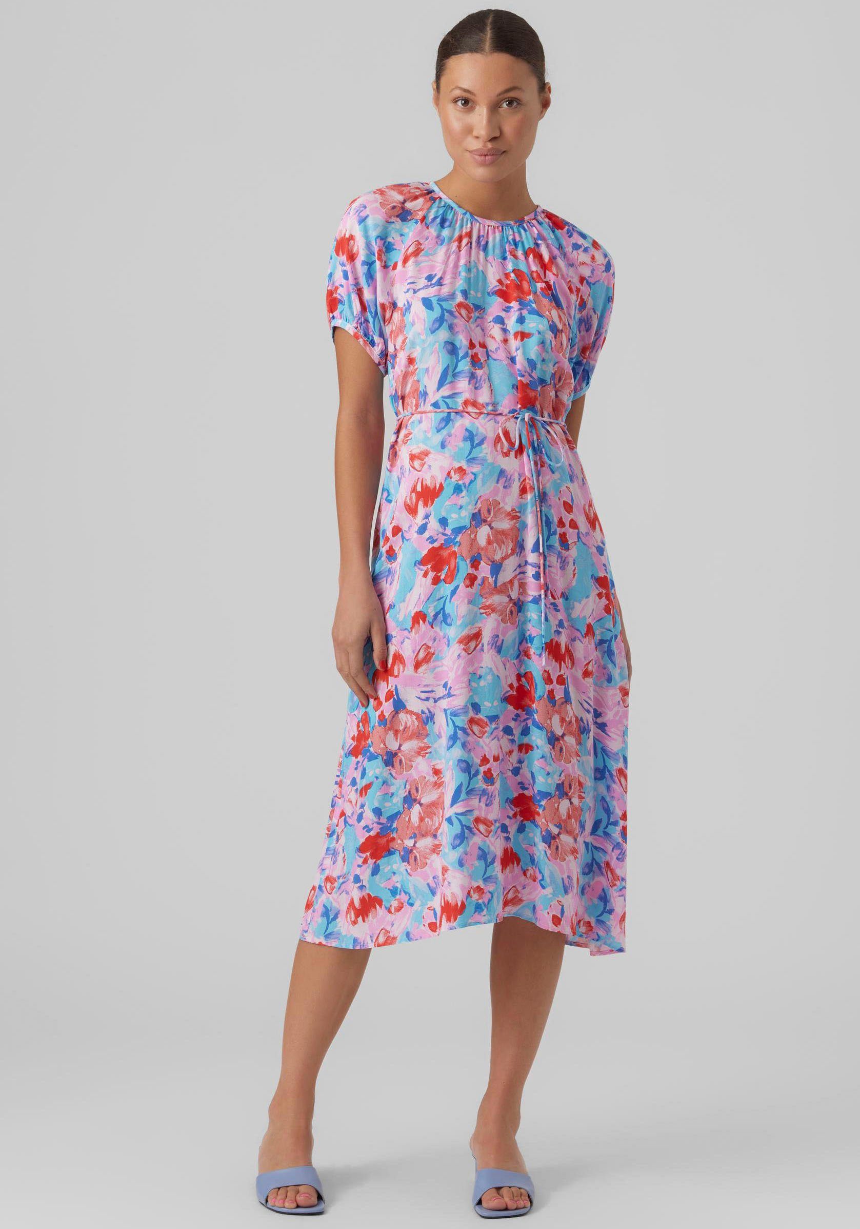 Vero Moda Sommerkleid VMGIA GORA SS CALF DRESS WVN GA