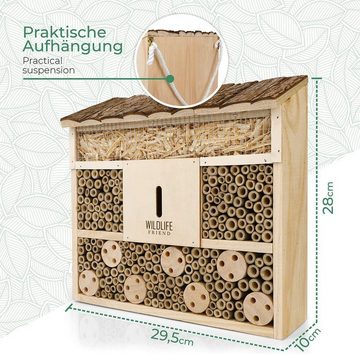 WILDLIFE FRIEND Insektenhotel WILDLIFE FRIEND - Bienen-Villa - Bienenhotel, Insektenhotel mit Holz-Dach - unbehandelt – für Bienen, Marienkäfer und Florfliegen