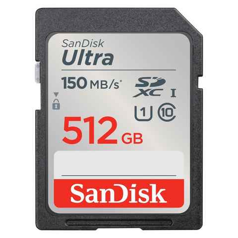 Sandisk SDXC Ultra 512GB (Class 10/UHS-I/150MB/s) Speicherkarte (512 GB, UHS-I Class 10, 150 MB/s Lesegeschwindigkeit)