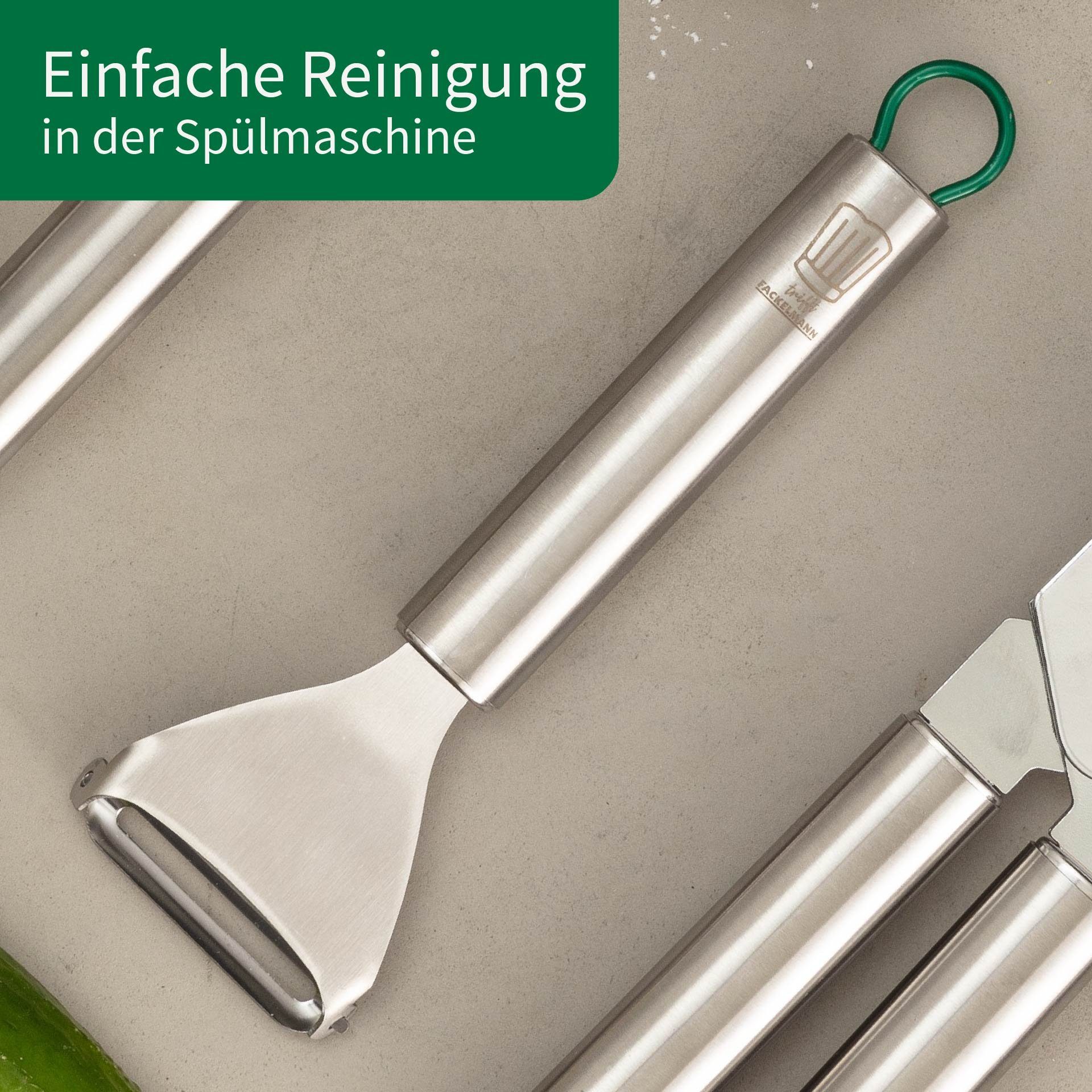 Chefkoch trifft Fackelmann Sparschäler Ziehschäler in hochwertiger Edelstahlausführung, 180x60mm