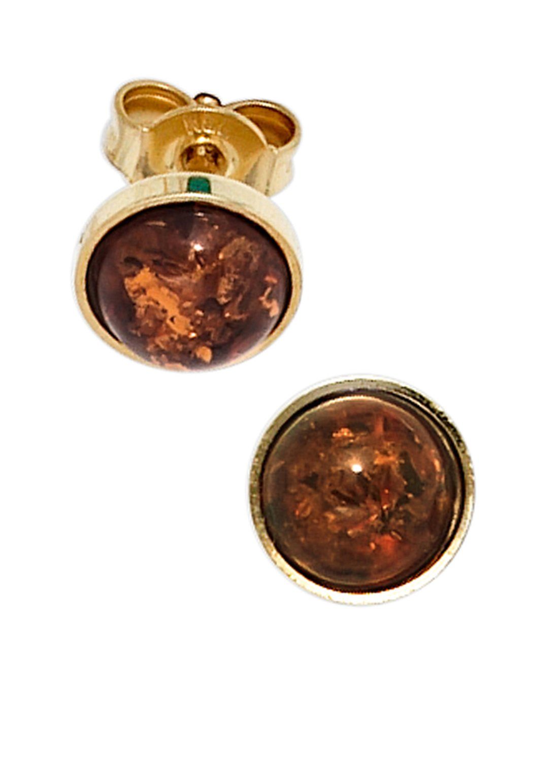 JOBO Paar Ohrstecker Ohrringe mit Bernstein, 333 Gold