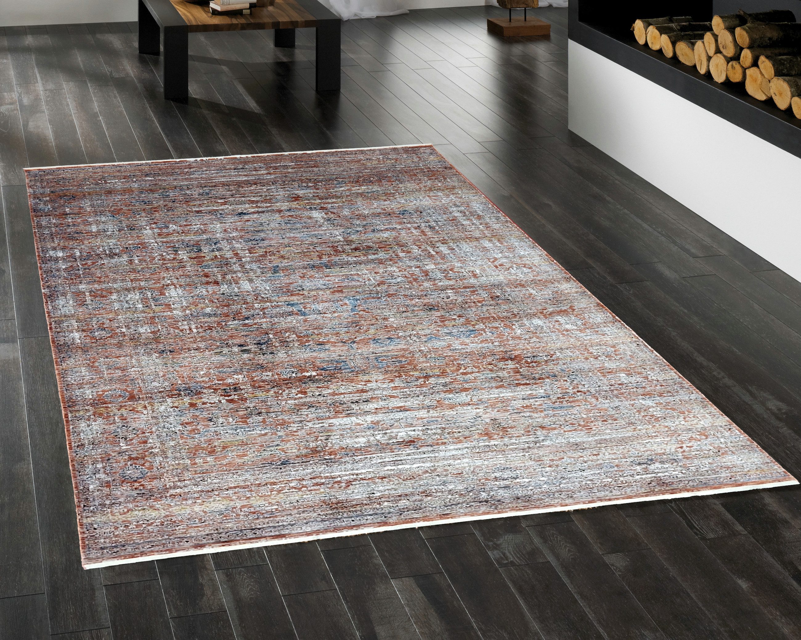Rug Studios Teppich ASKANIA HERITAGE FN29E, Rechteckig, Höhe: 10 mm, modern, 40 x 60 cm, Grau / Kupfer