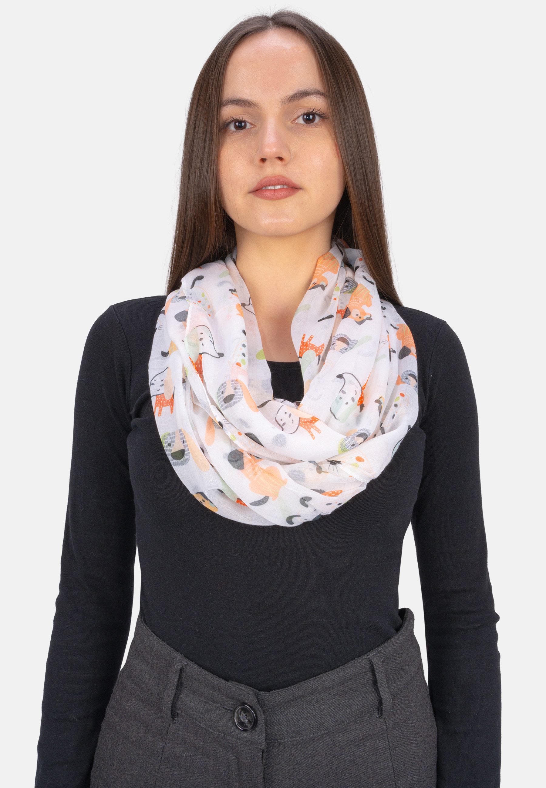 Seasons of April Loop Loop Nala, Weicher, dünner & leichter Damen Loop mit Hunde Muster