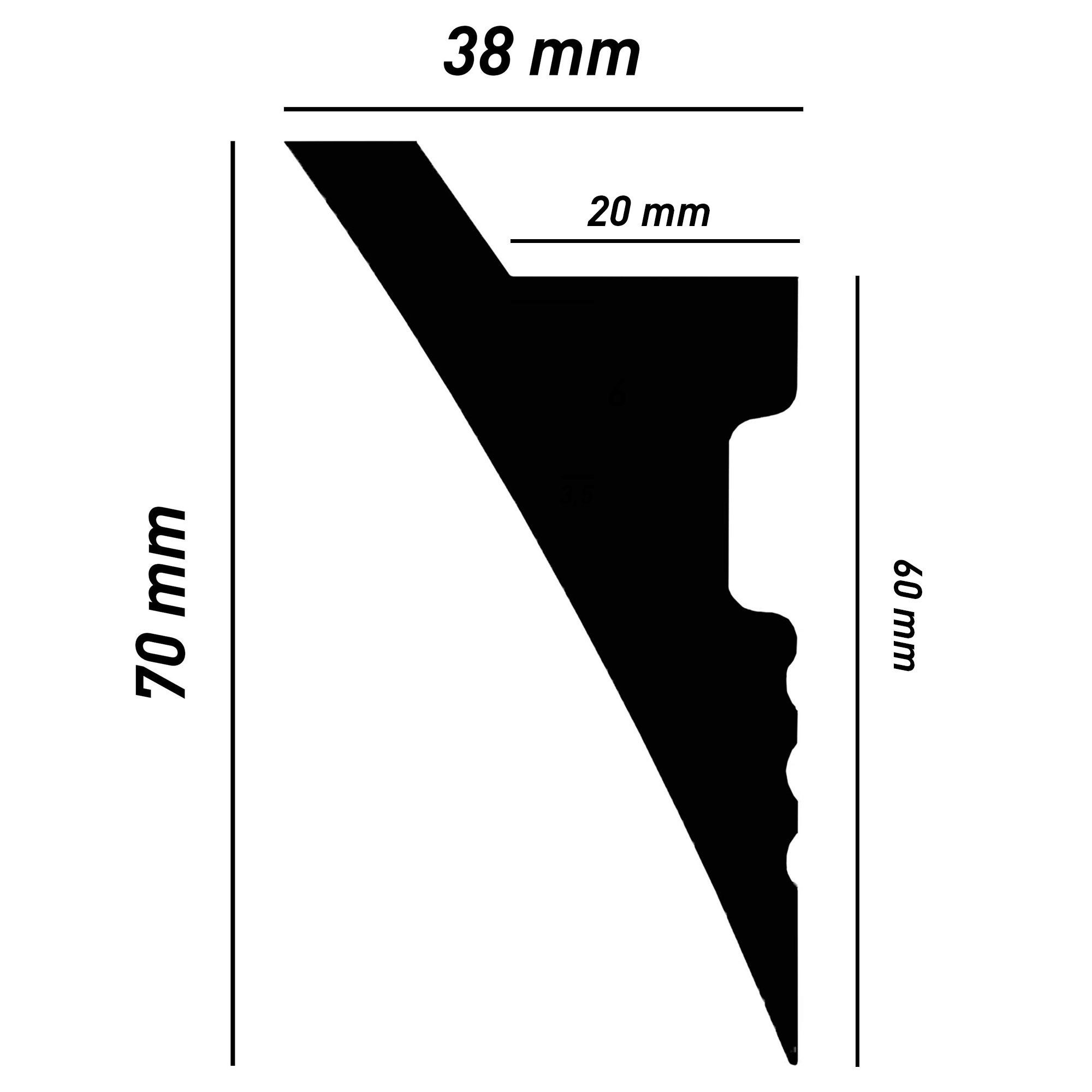 PROVISTON Stuckleiste 38 x 70 x 2000 mm, Lichtleiste Deckenleiste Stuck LED Kunststoff Weiß, Kleben, Kunststoff