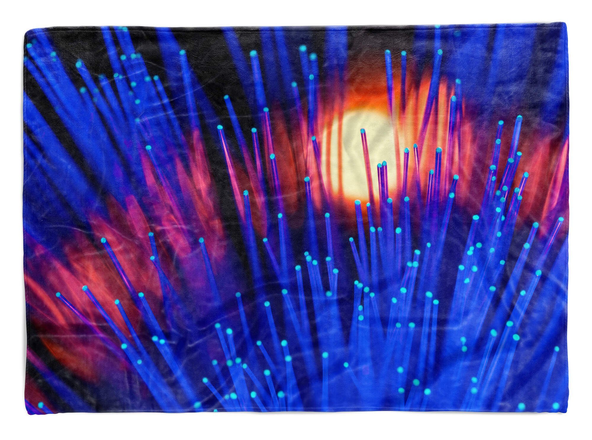 Blau mit Auffallend, Handtücher (1-St), Sinus Art Handtuch Saunatuch Kuscheldecke Kunst Baumwolle-Polyester-Mix 3d Fotomotiv Handtuch Strandhandtuch