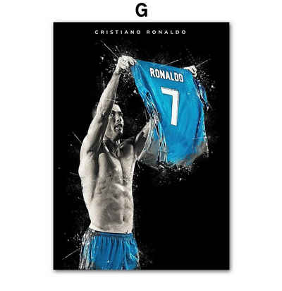 TPFLiving Kunstdruck (OHNE RAHMEN) Poster - Leinwand - Wandbild, Berühmte Fußballspieler - Christiano Ronaldo (Leinwand Wohnzimmer, Leinwand Bilder, Kunstdruck), Leinwandbild bunt - Größe 10x15cm