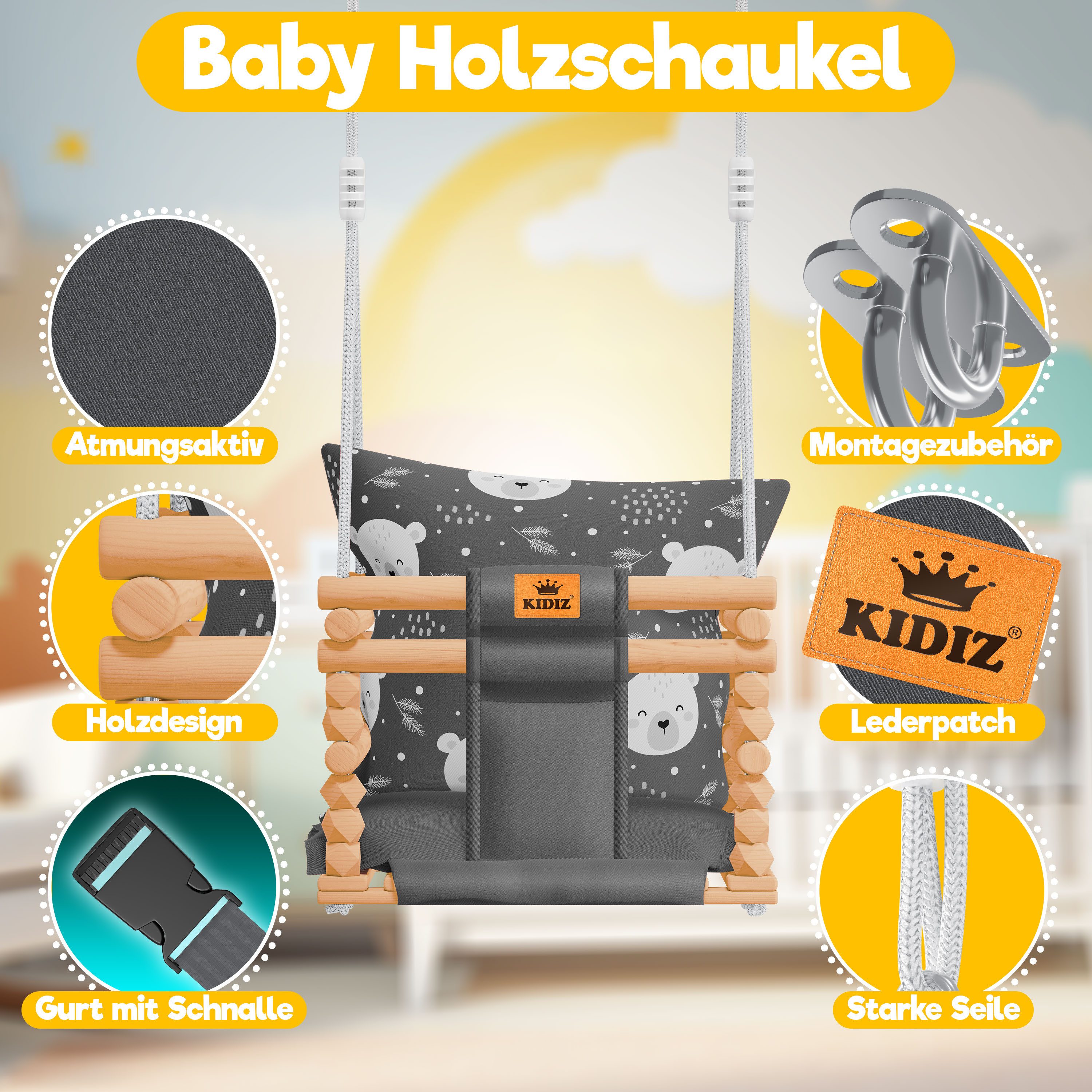 KIDIZ Babyschaukel, Kinderschaukel Schaukelsitz mit Polsterung günstig online kaufen
