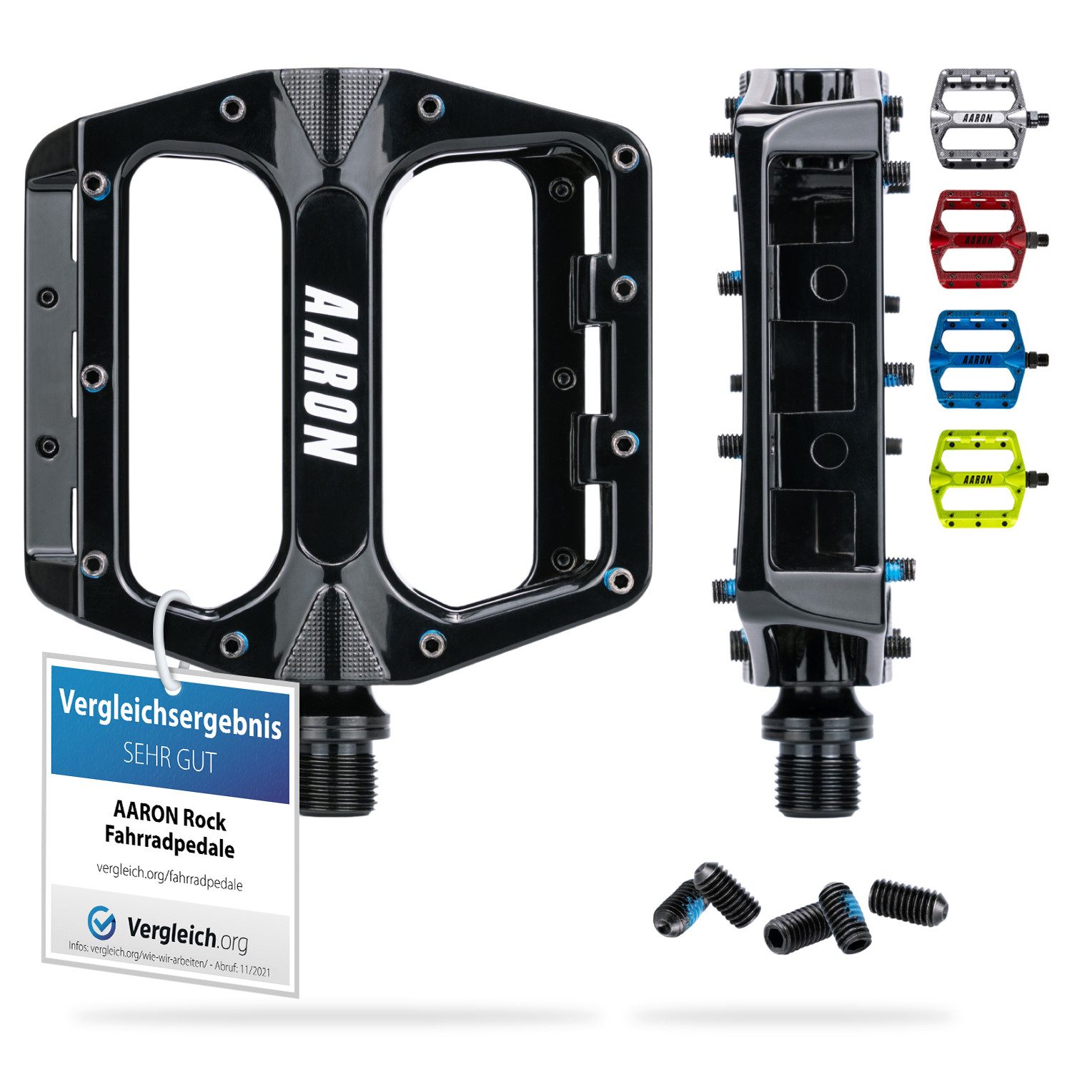 AARON Fahrradpedale Rock MTB Pedale - mit Industriekugellagern und austauschbaren Pins