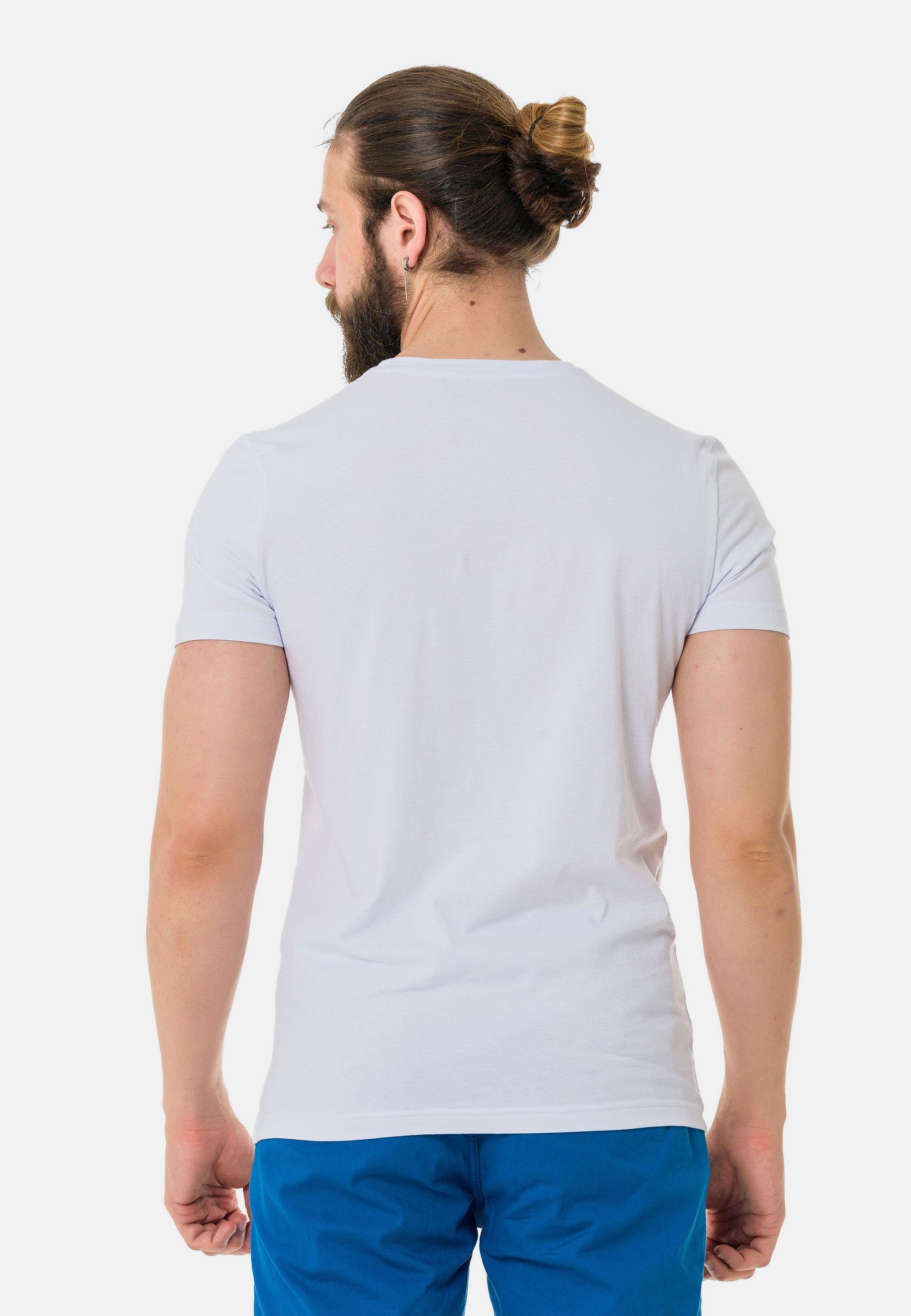 & T-Shirt Baxx mit coolem Cipo weiß Markenprint