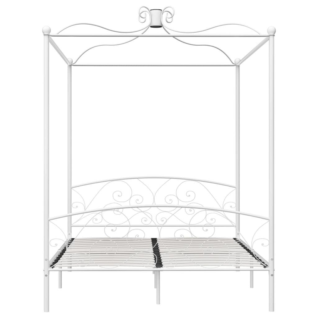 vidaXL Himmelbett 180 x 200 cm Himmelbett-Gestell Weiß Metall 180x200 cm Bett Bettrahmen